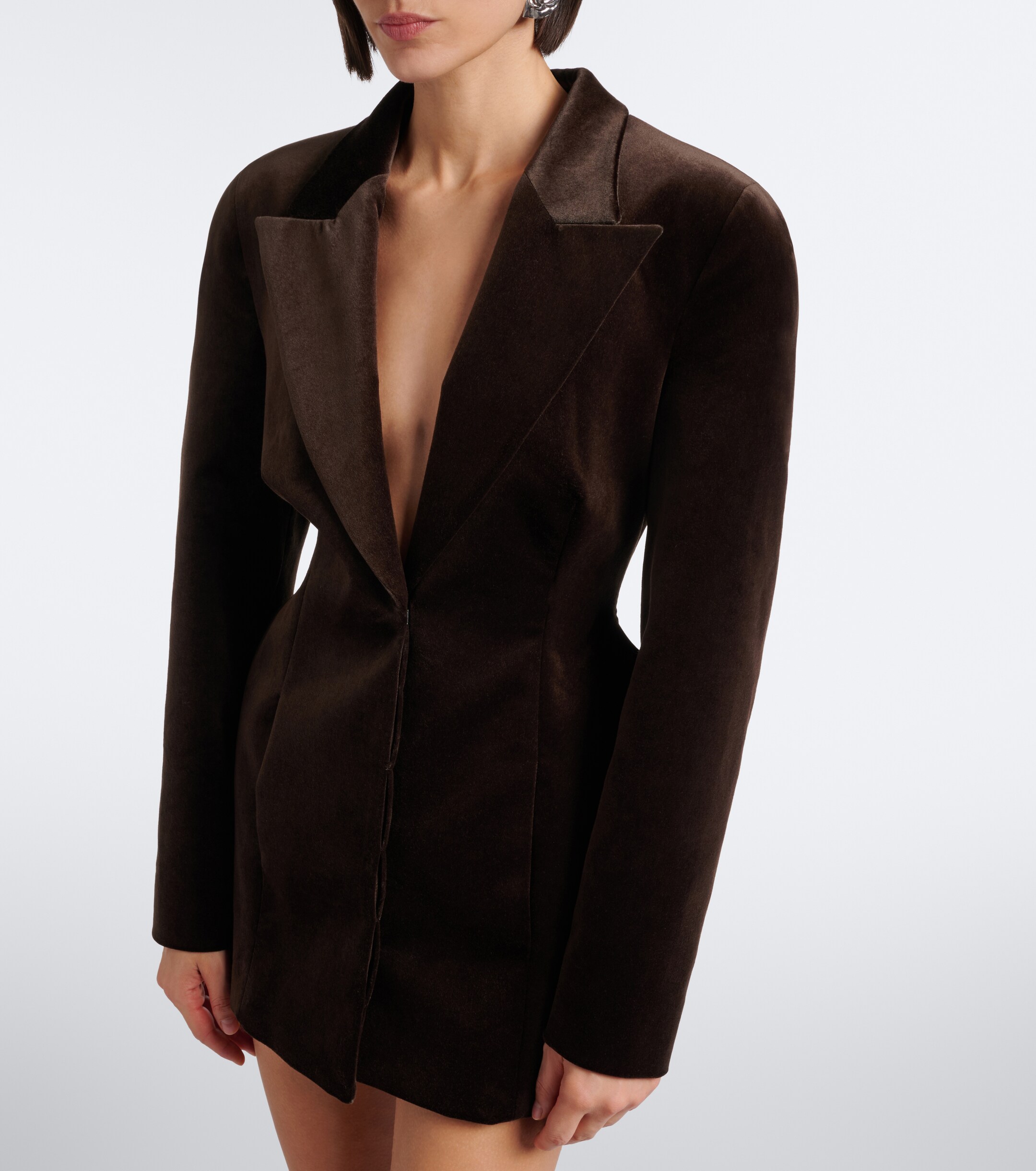 Magda Butrym Magda Butrym Peplum cotton-blend velour blazer dress