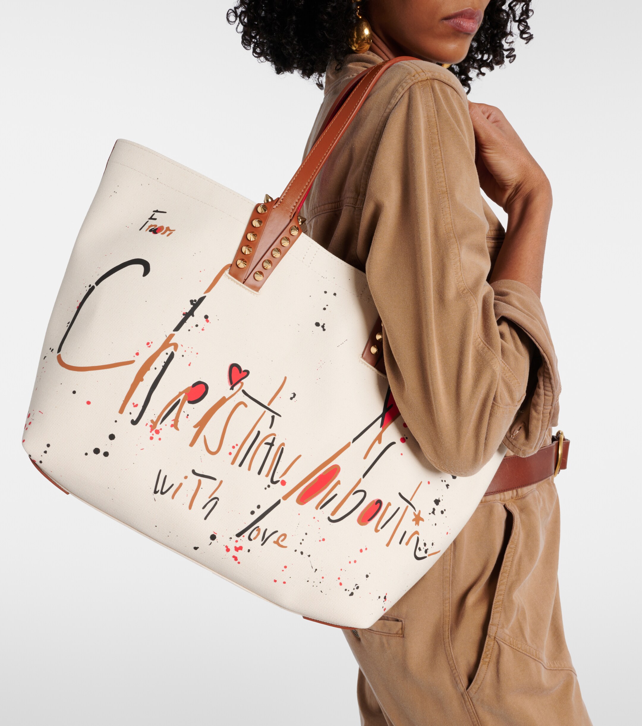 CHRISTIAN LOUBOUTIN Cabata Large leather-trimmed tote bag
