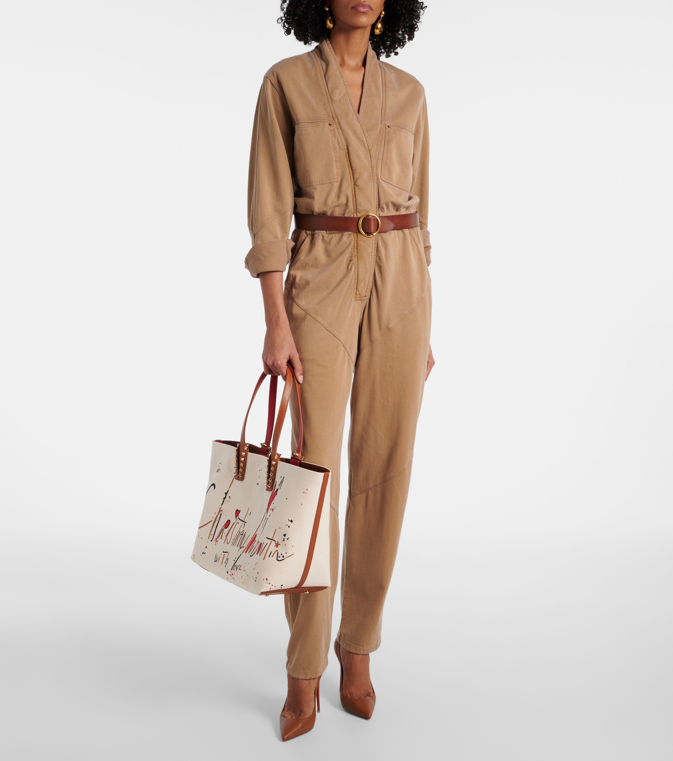 CHRISTIAN LOUBOUTIN Cabata Large leather-trimmed tote bag