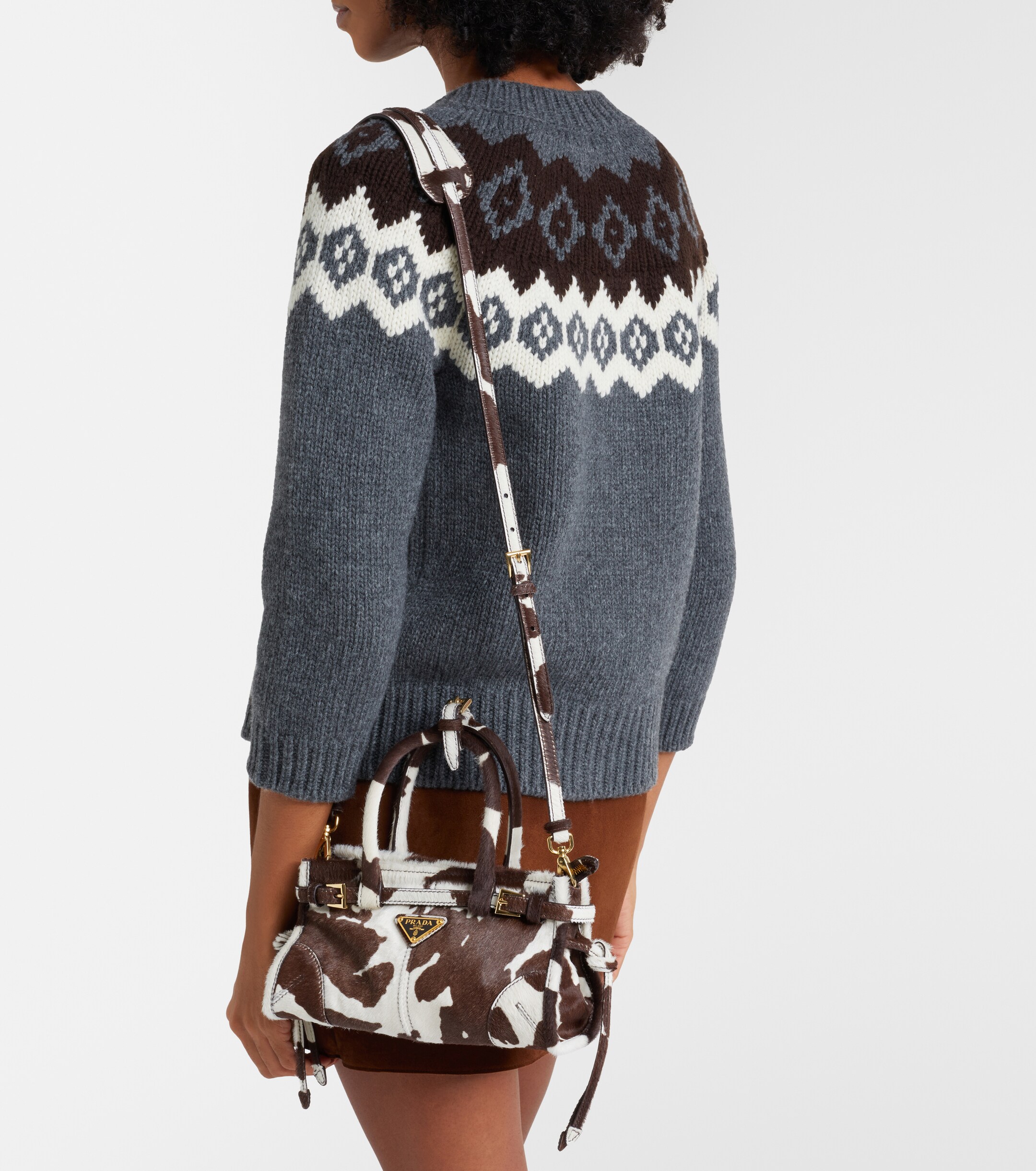 Prada Prada Bonnie Mini calf hair top-handle bag