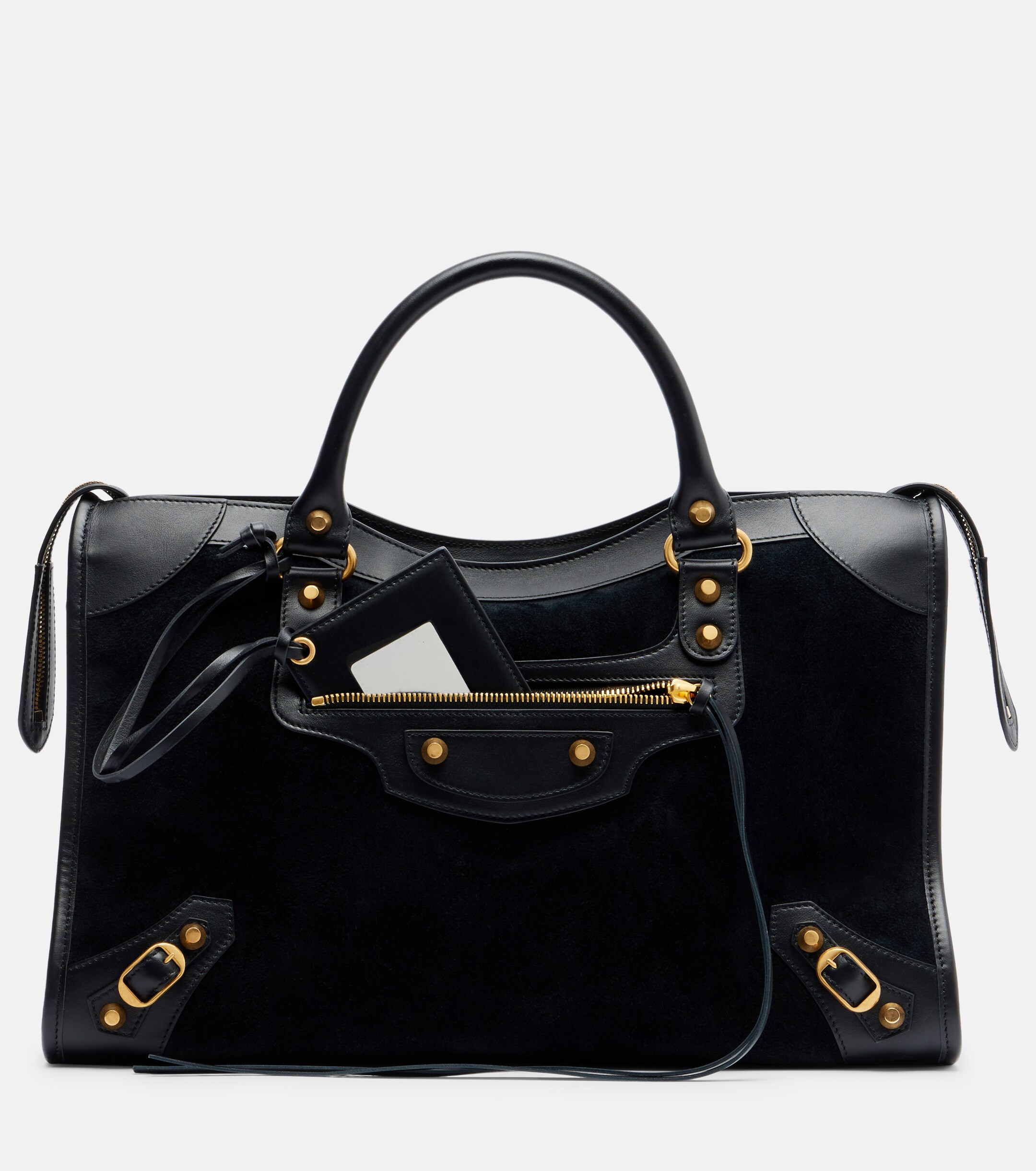 Balenciaga Le City Medium suede top-handle bag