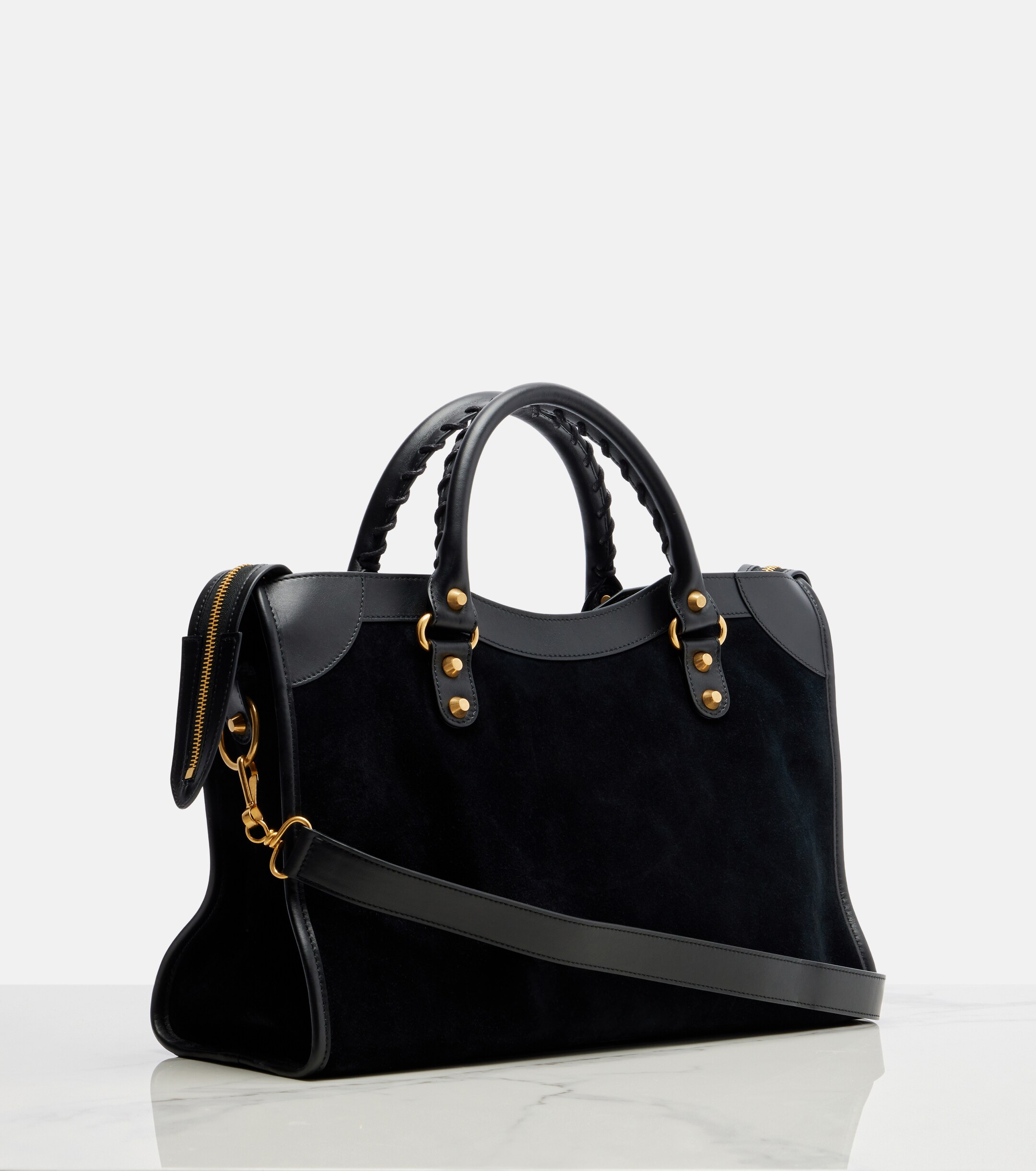 Balenciaga Le City Medium suede top-handle bag