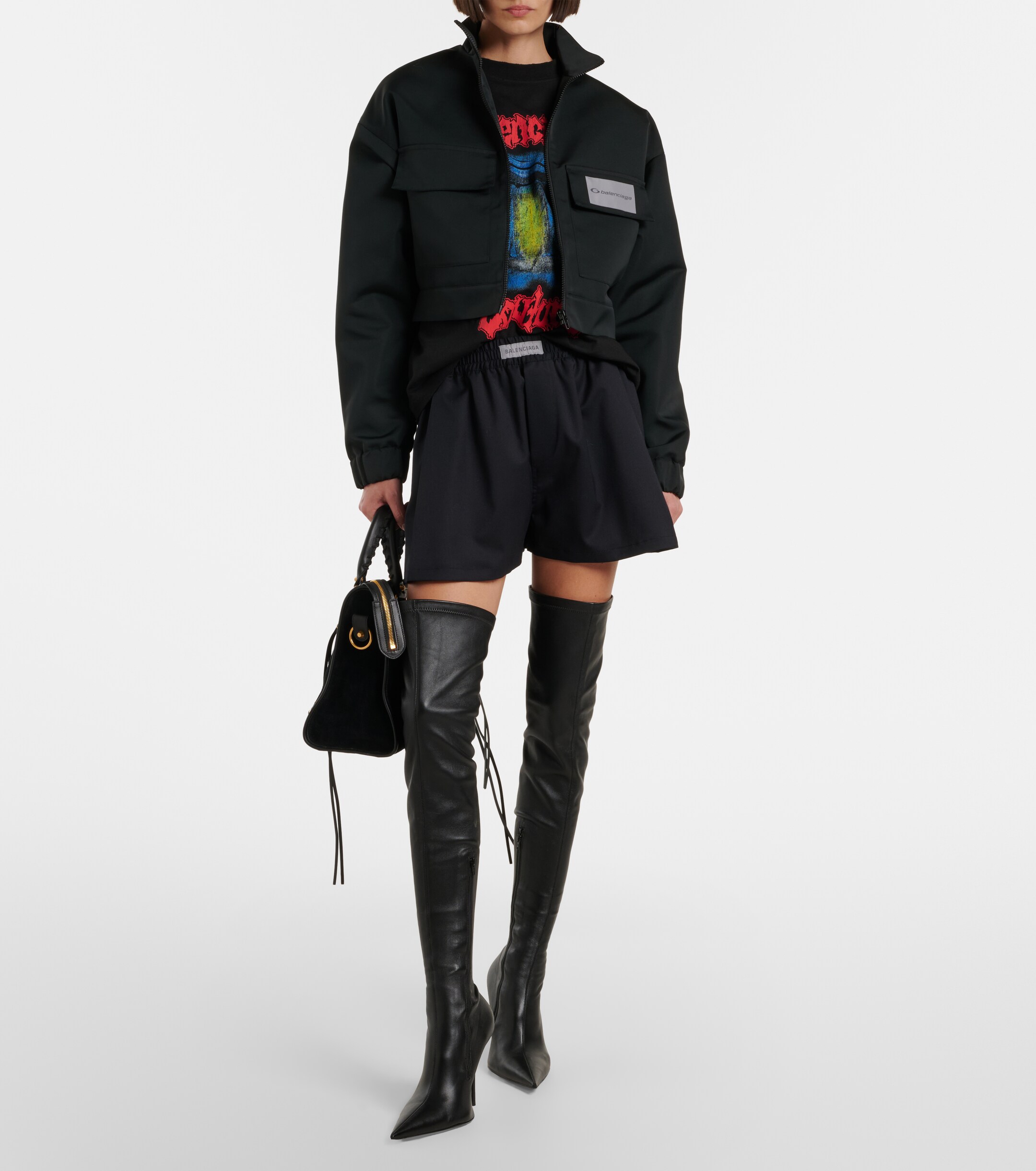 Balenciaga Le City Medium suede top-handle bag