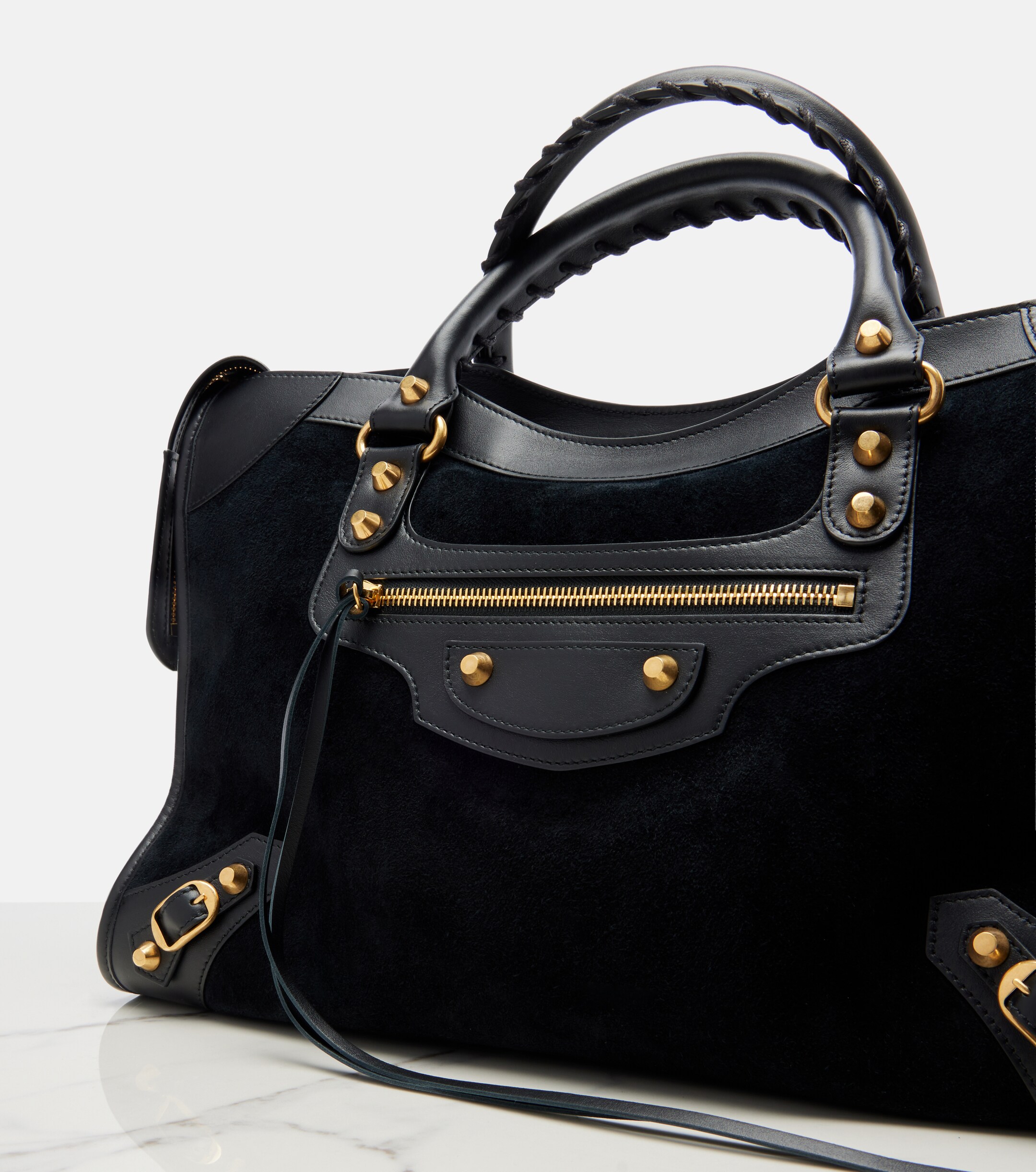 Balenciaga Le City Medium suede top-handle bag