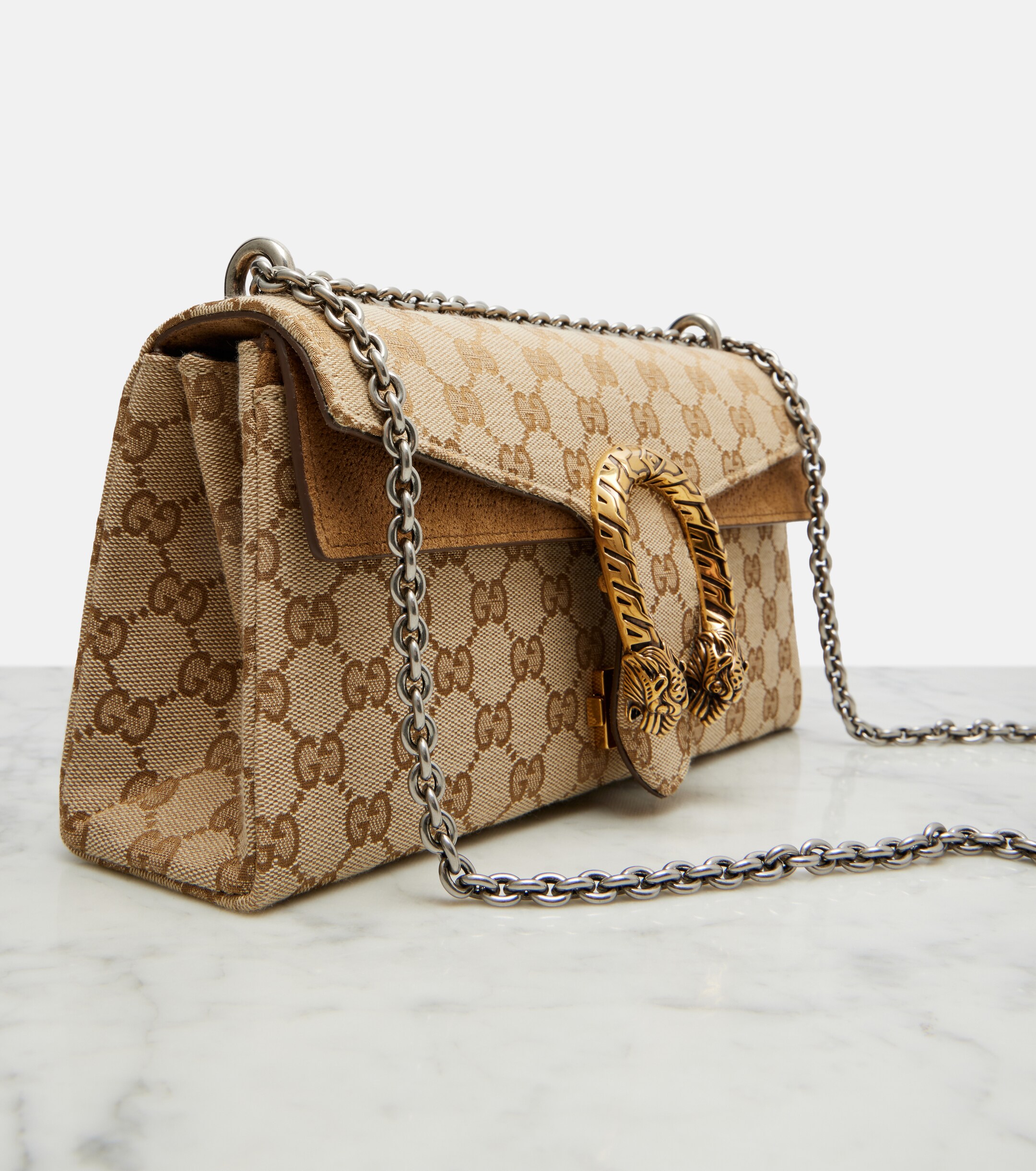 Gucci Dionysus GG canvas Small suede-trimmed crossbody bag