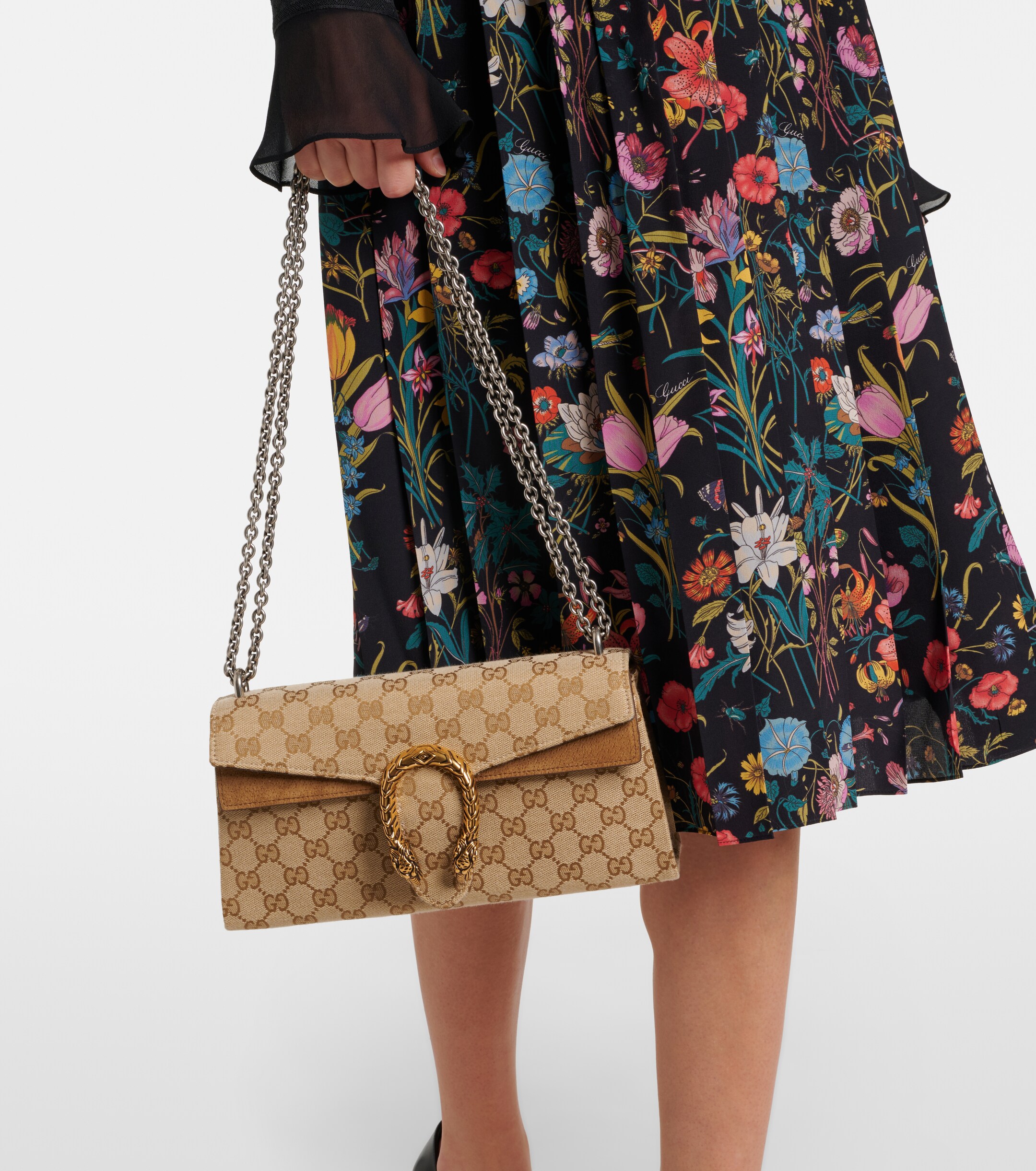 Gucci Dionysus GG canvas Small suede-trimmed crossbody bag