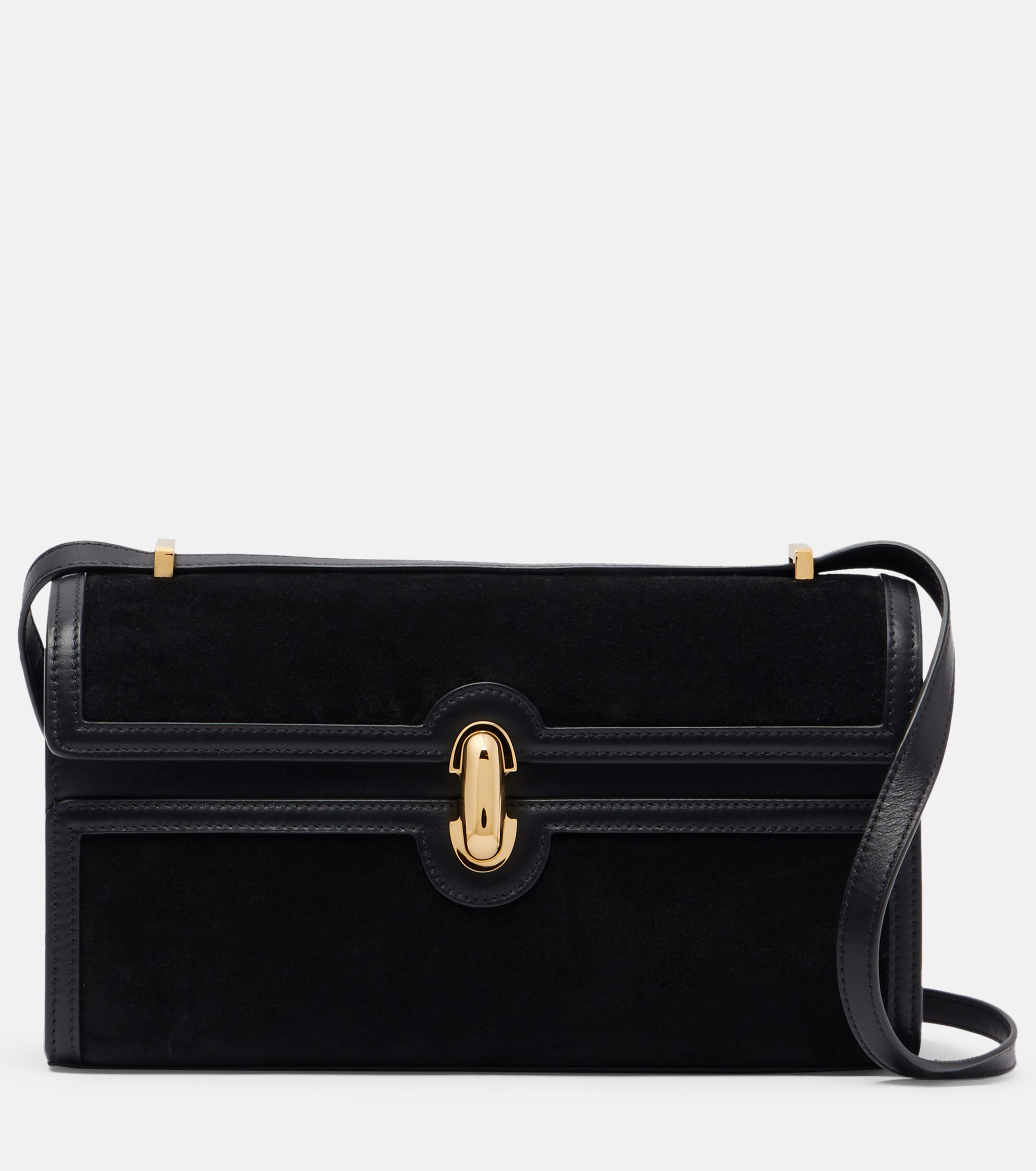Savette Symmetry 26 leather-trimmed suede shoulder bag