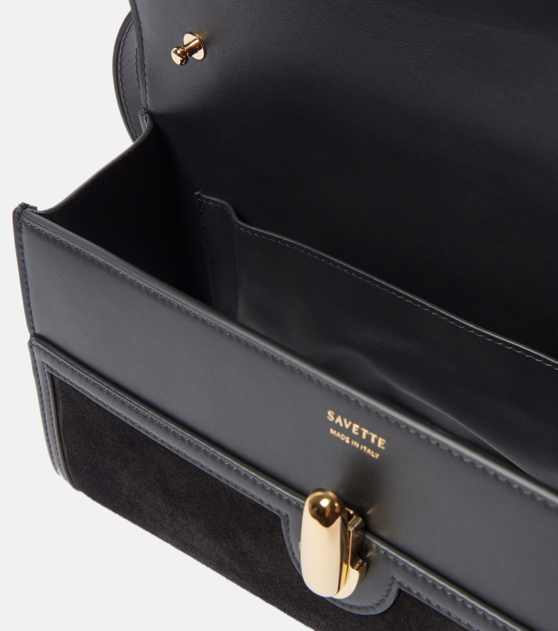 Savette Symmetry 26 leather-trimmed suede shoulder bag thumbnail