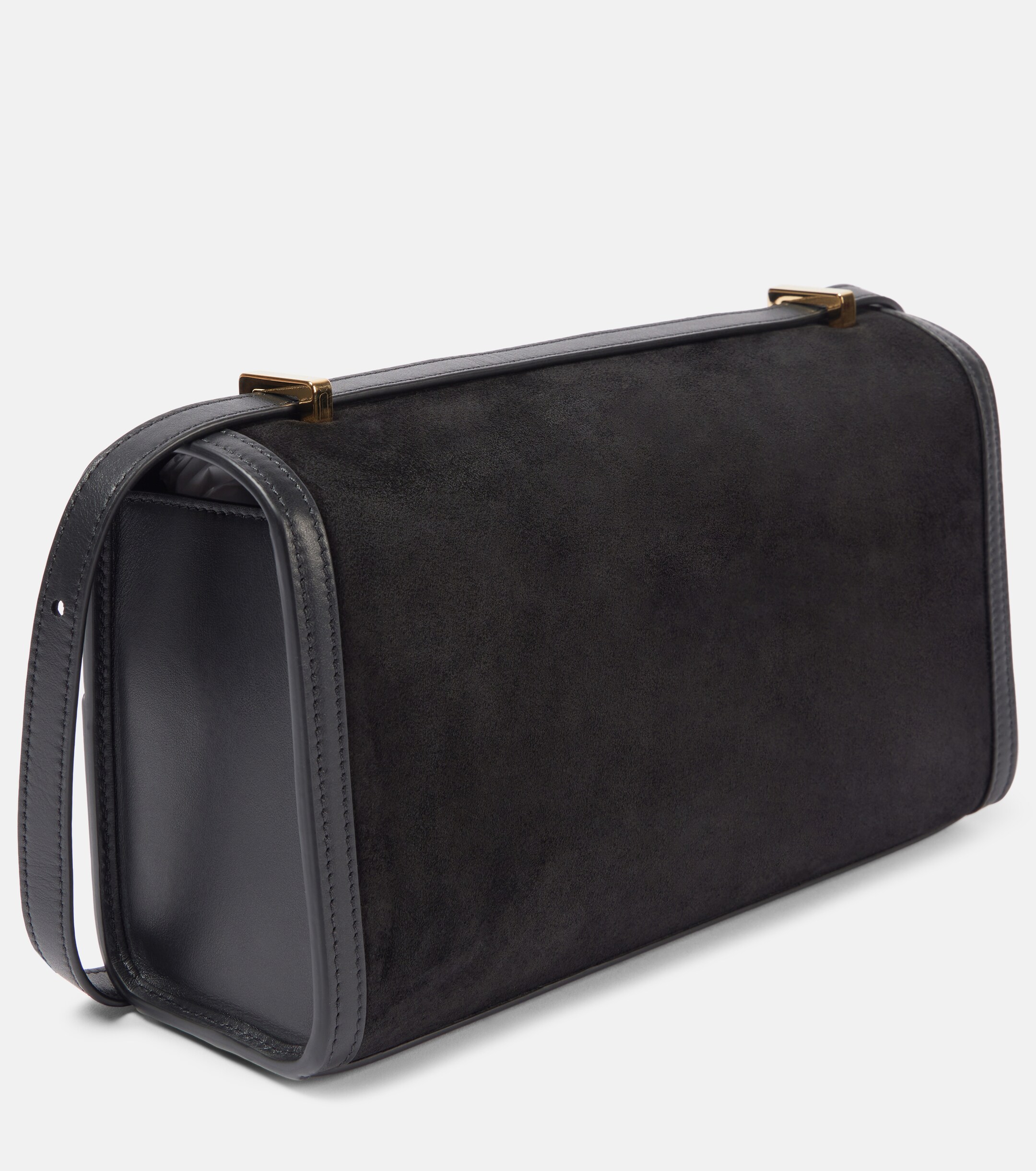 Savette Symmetry 26 leather-trimmed suede shoulder bag thumbnail