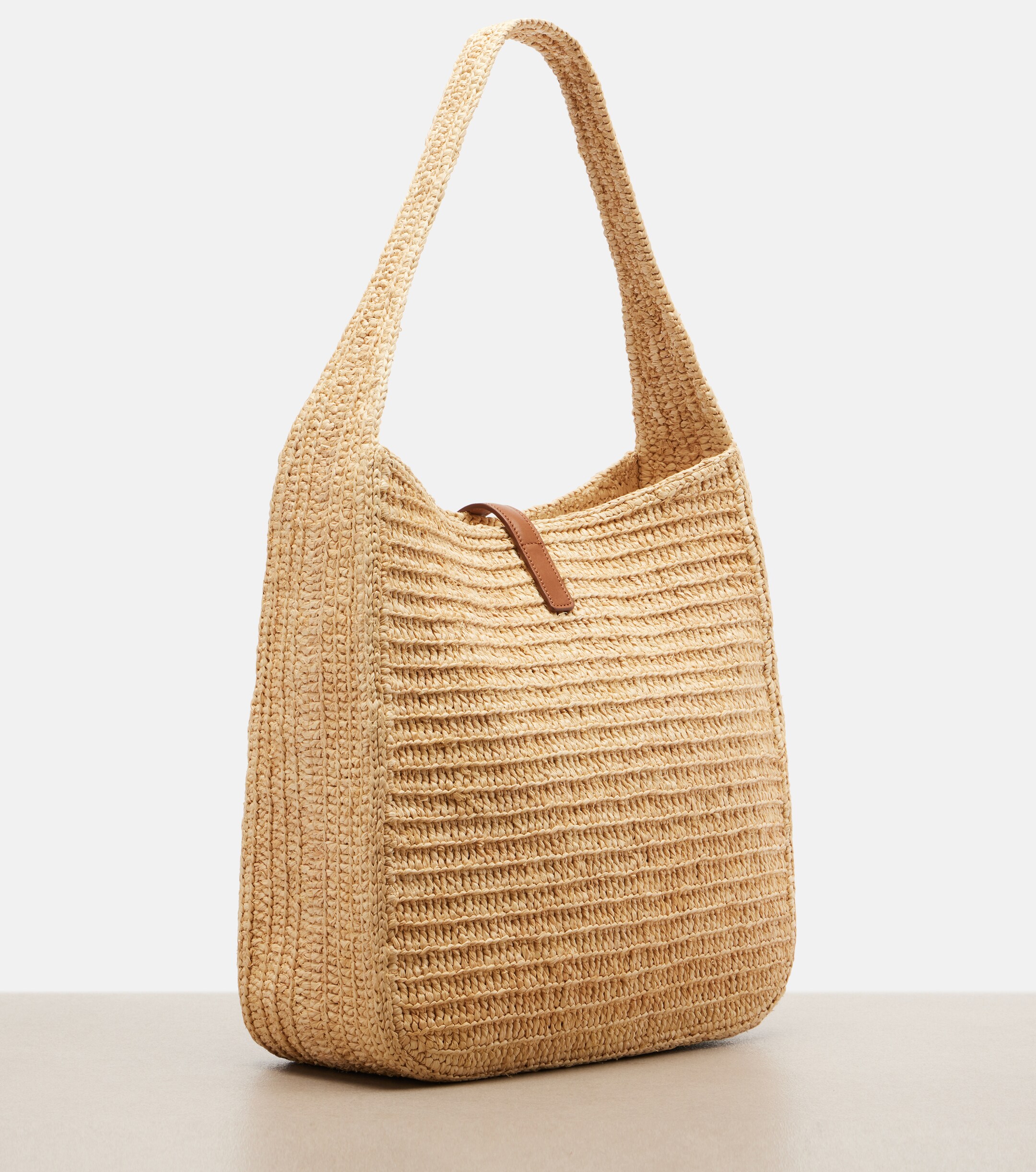 Saint Laurent Le 5 à 7 Large raffia shoulder bag