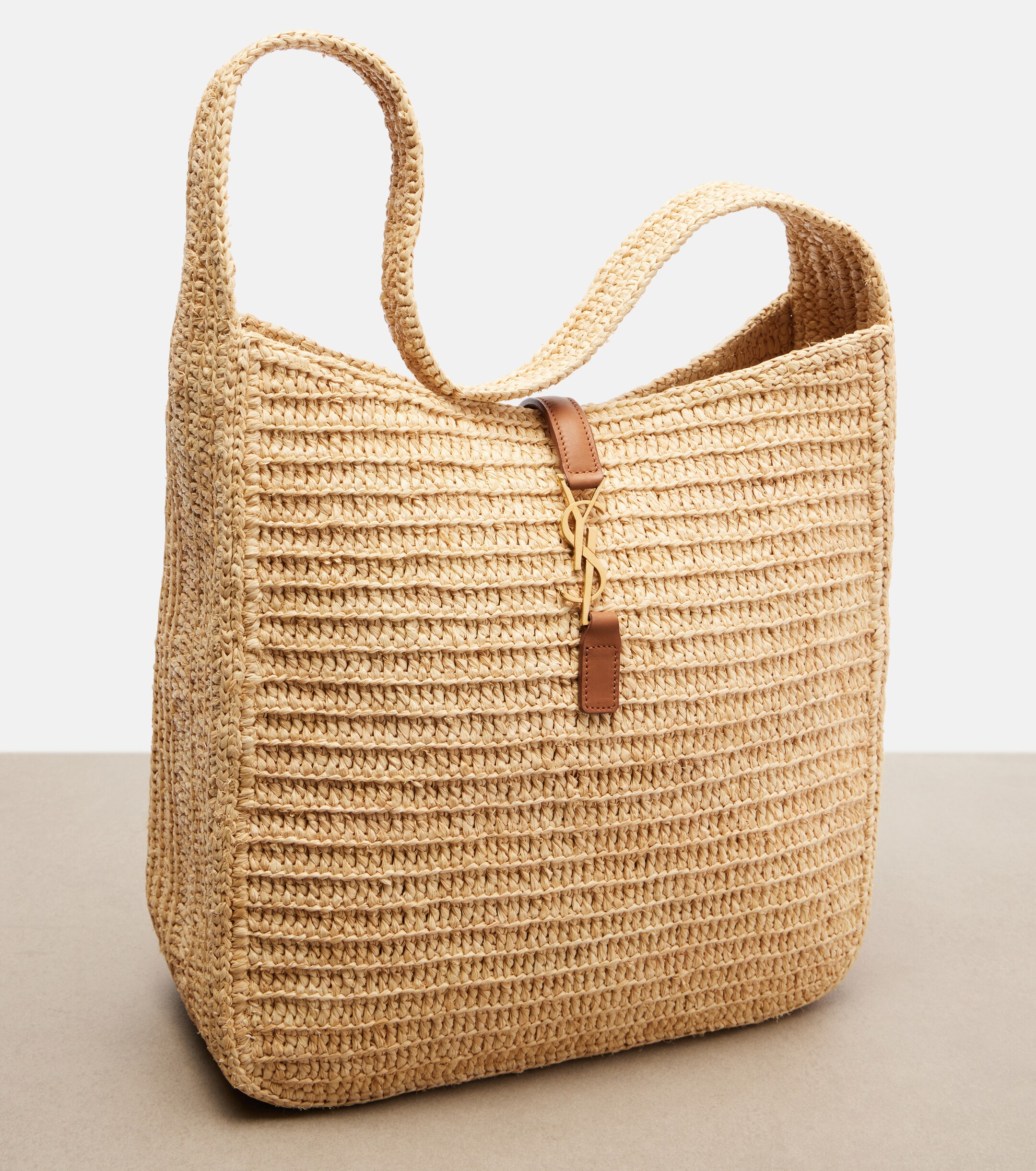 Saint Laurent Le 5 à 7 Large raffia shoulder bag