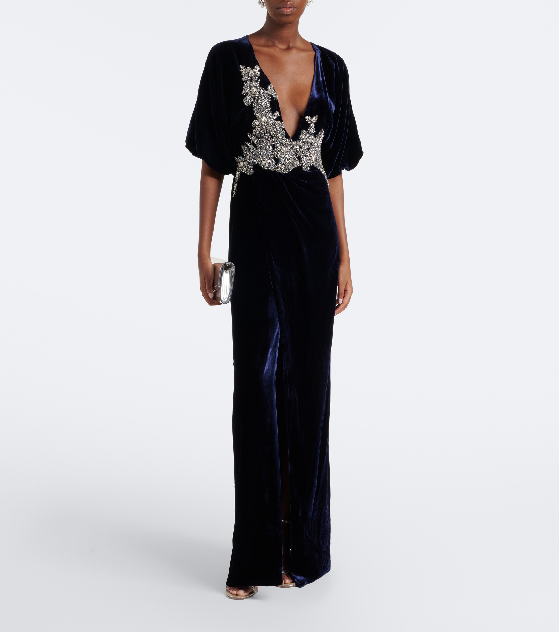 Costarellos Costarellos Crystal-embellished velvet gown