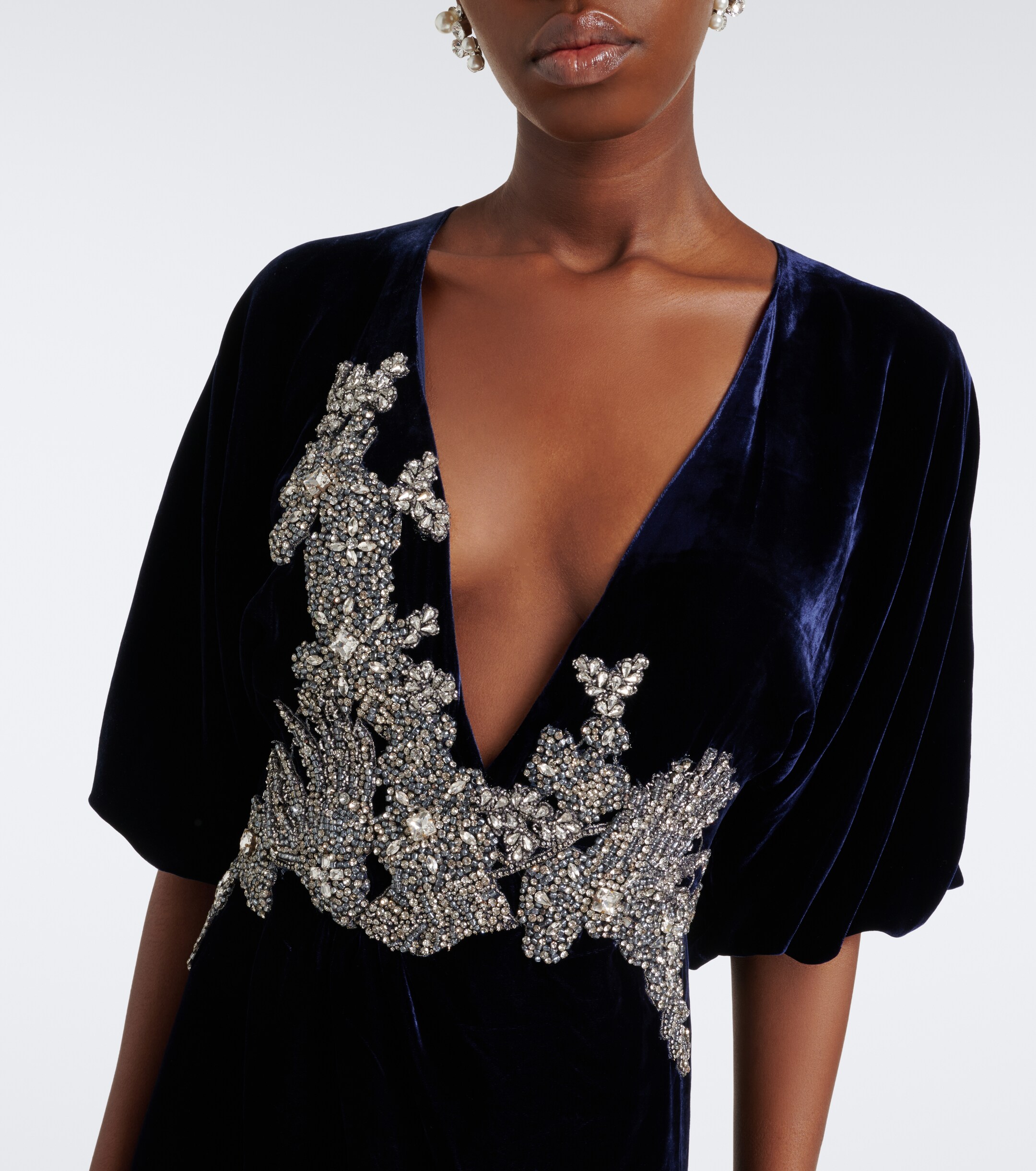 Costarellos Costarellos Crystal-embellished velvet gown