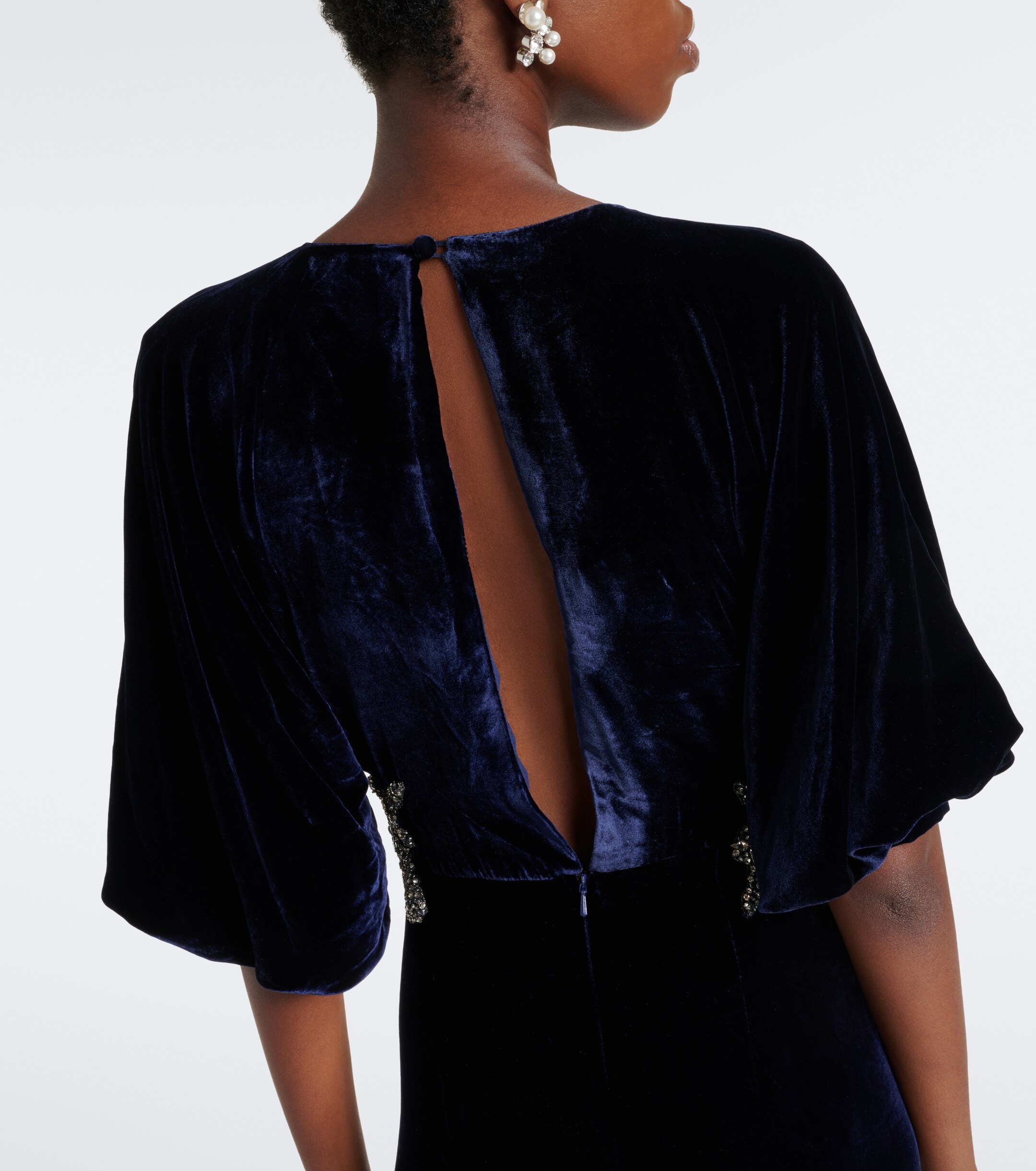 Costarellos Costarellos Crystal-embellished velvet gown