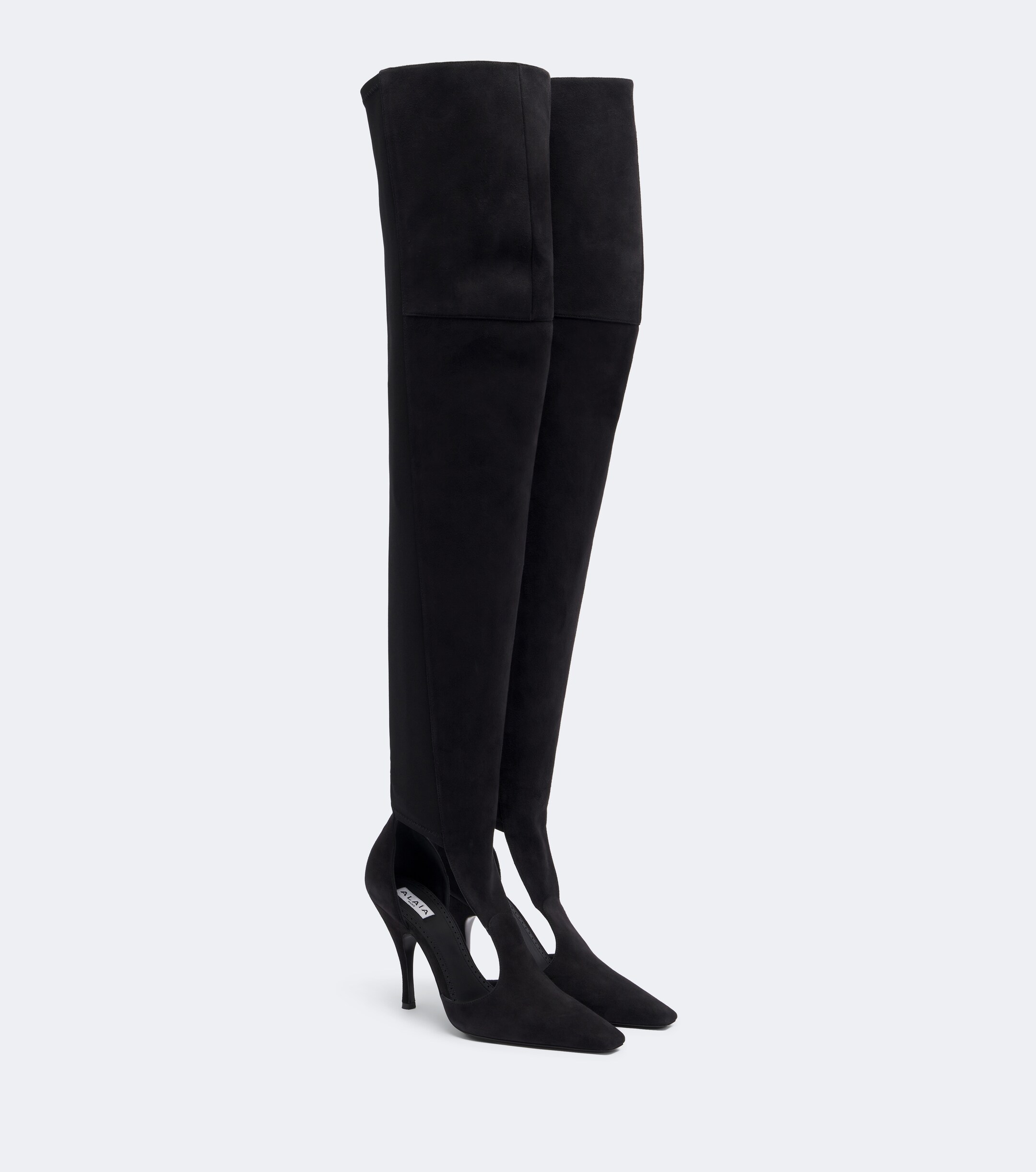 Alaïa Alaïa Cutout suede-trimmed over-the-knee boots