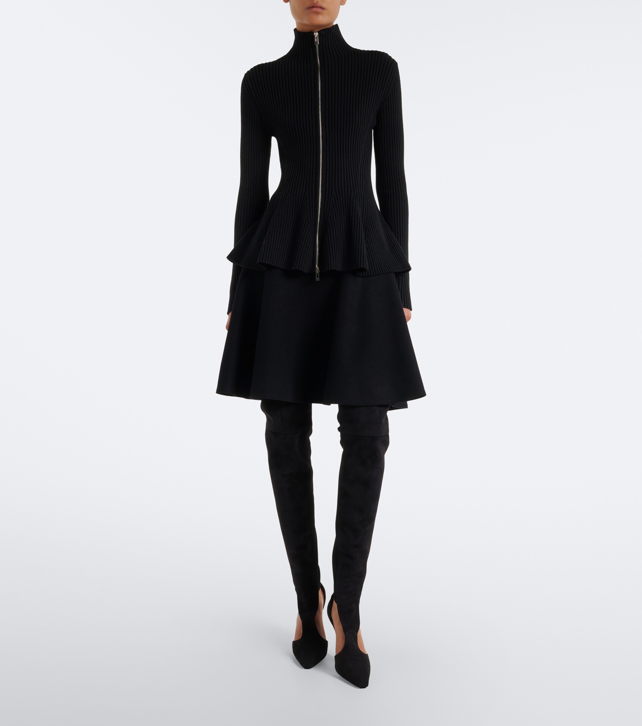 Alaïa Alaïa Cutout suede-trimmed over-the-knee boots