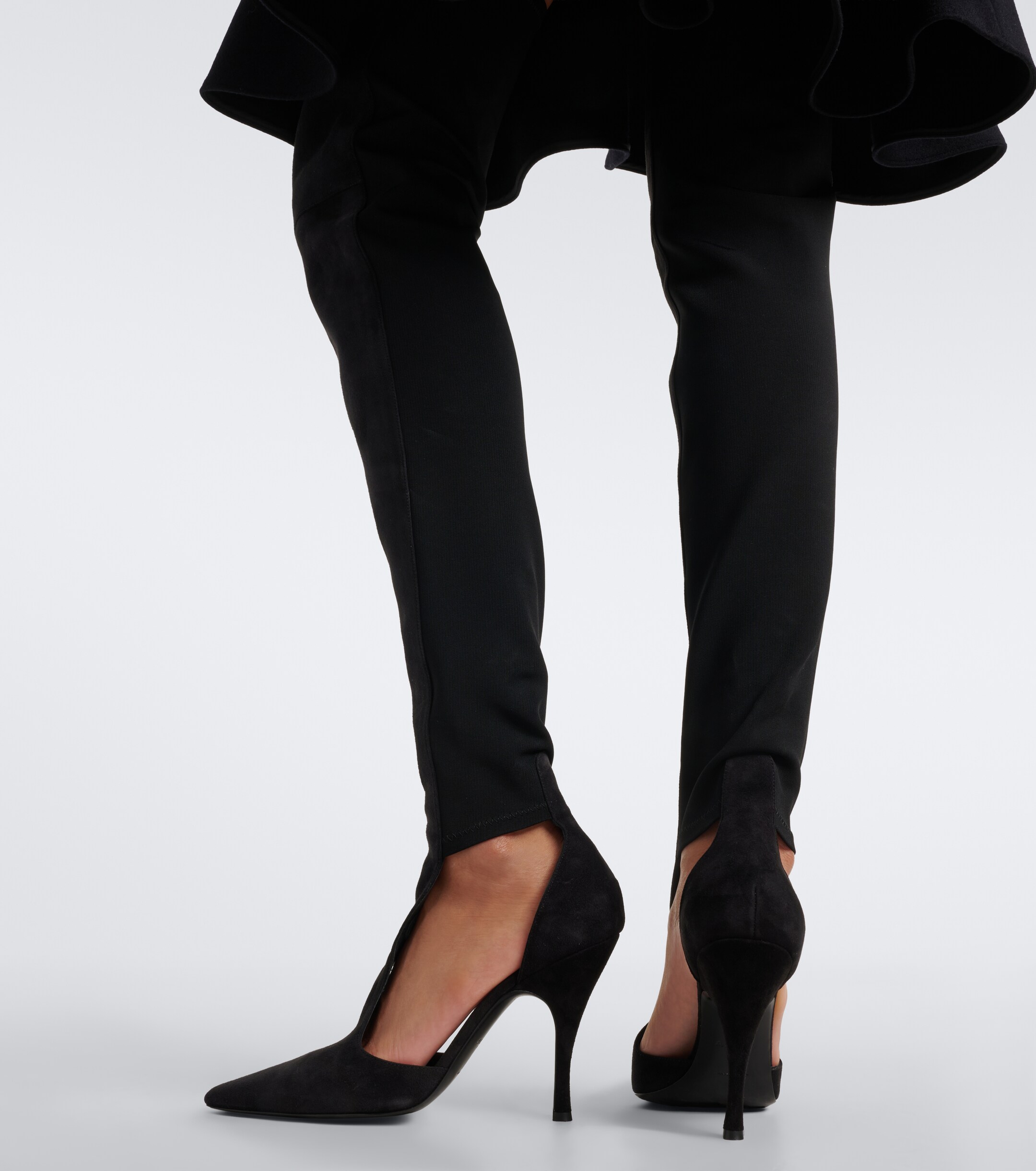 Alaïa Alaïa Cutout suede-trimmed over-the-knee boots