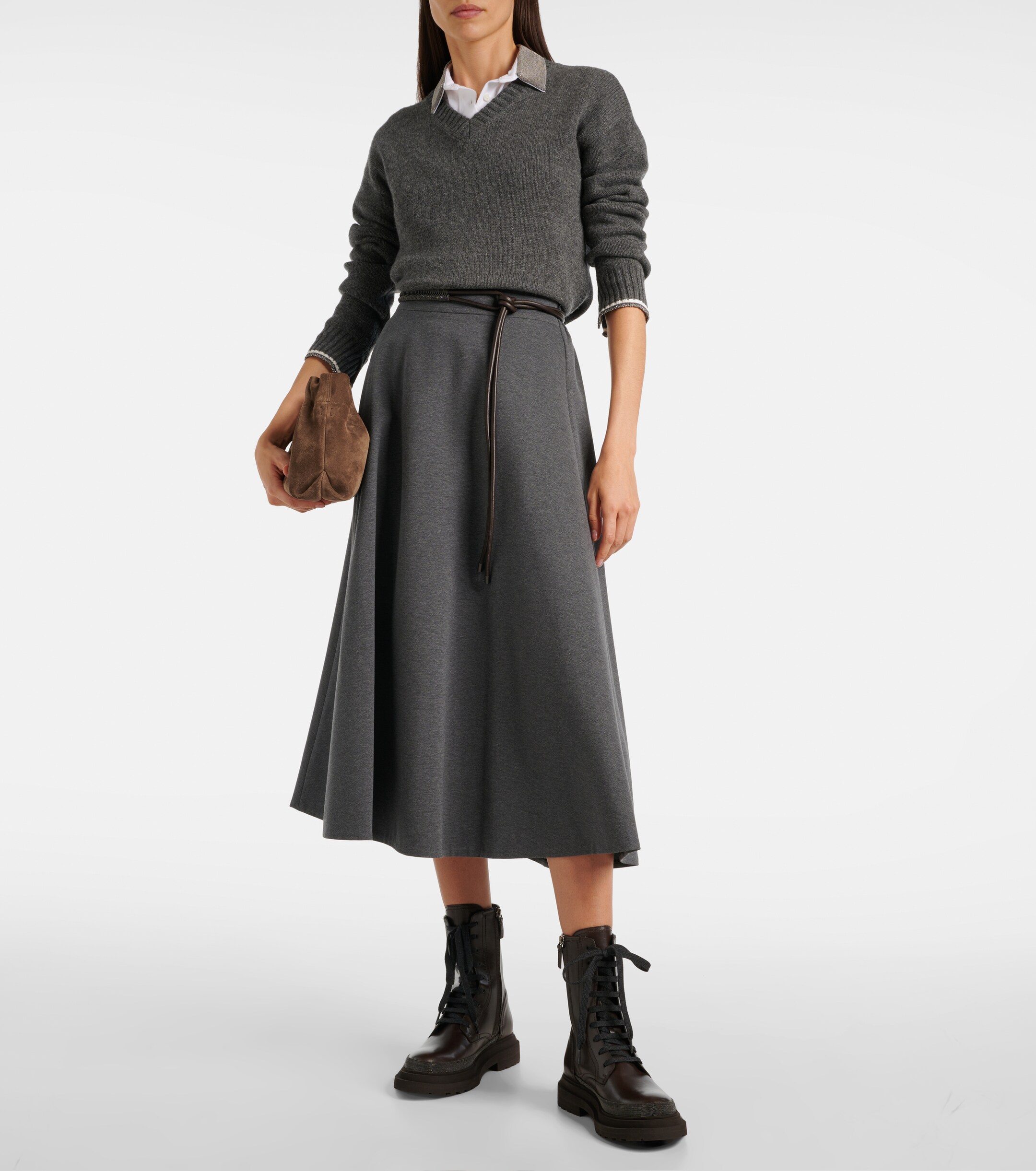 Brunello Cucinelli Monili leather combat boots thumbnail