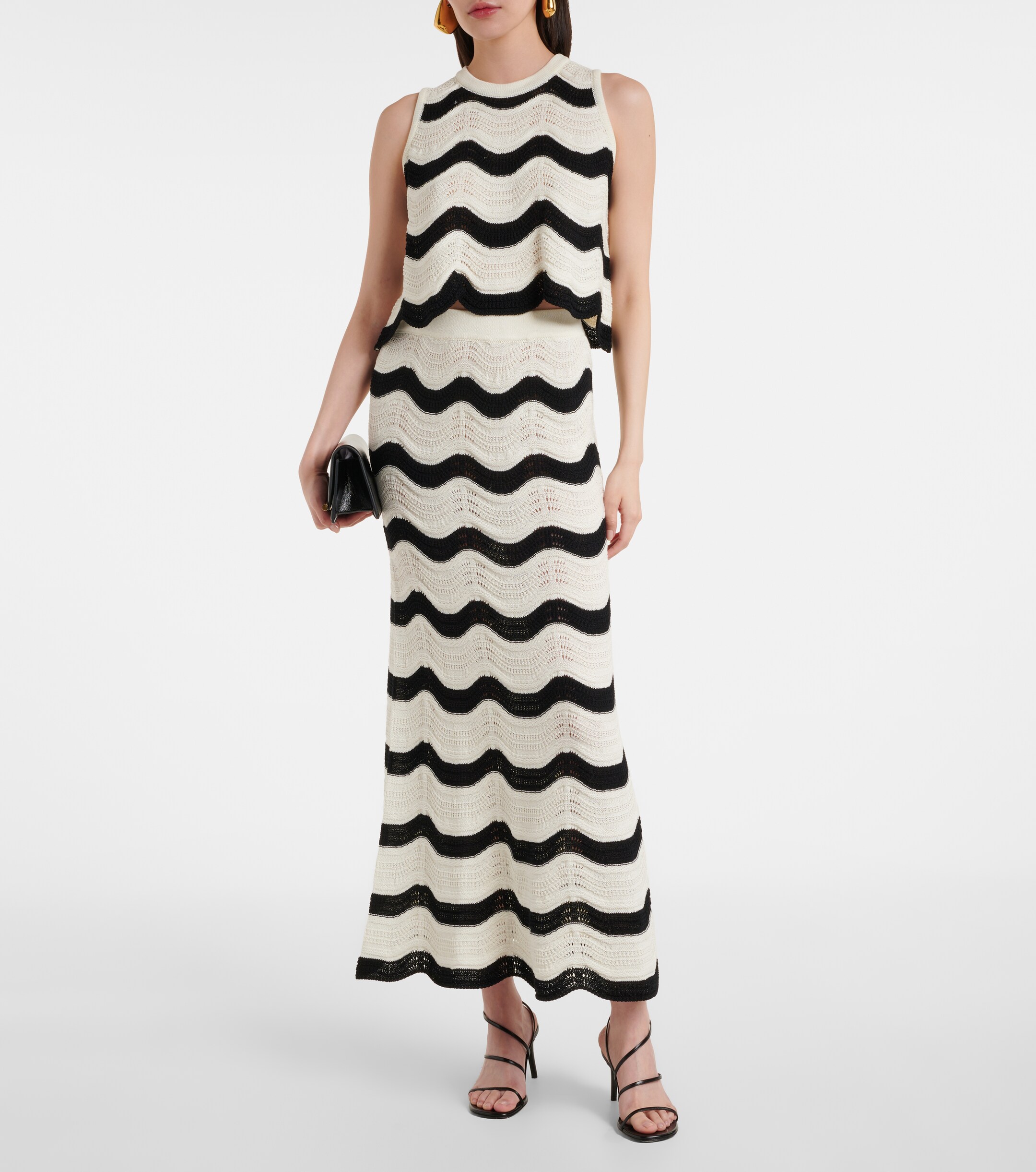 La DoubleJ Chevron cotton crochet crop top