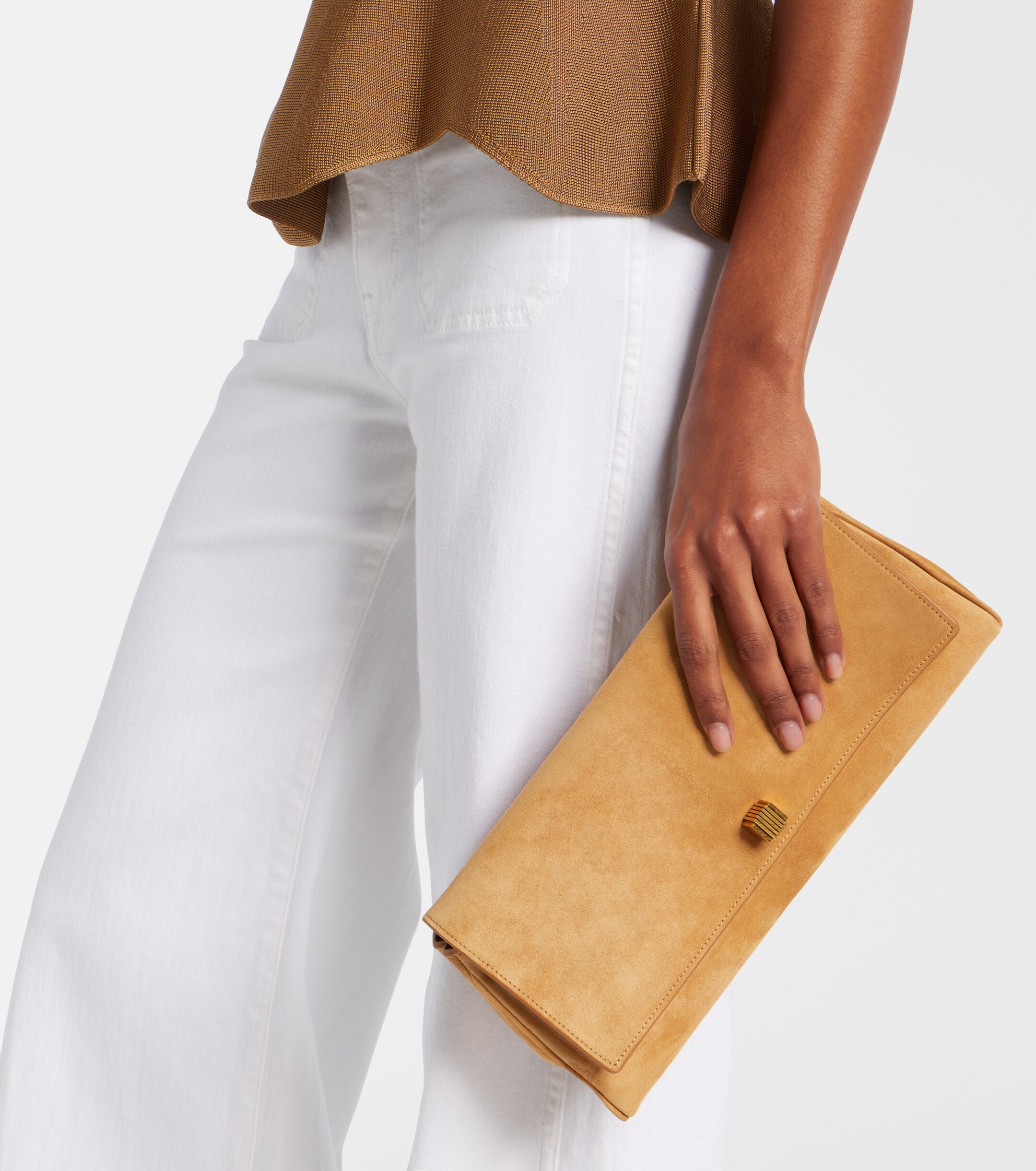 KHAITE Audrey suede clutch