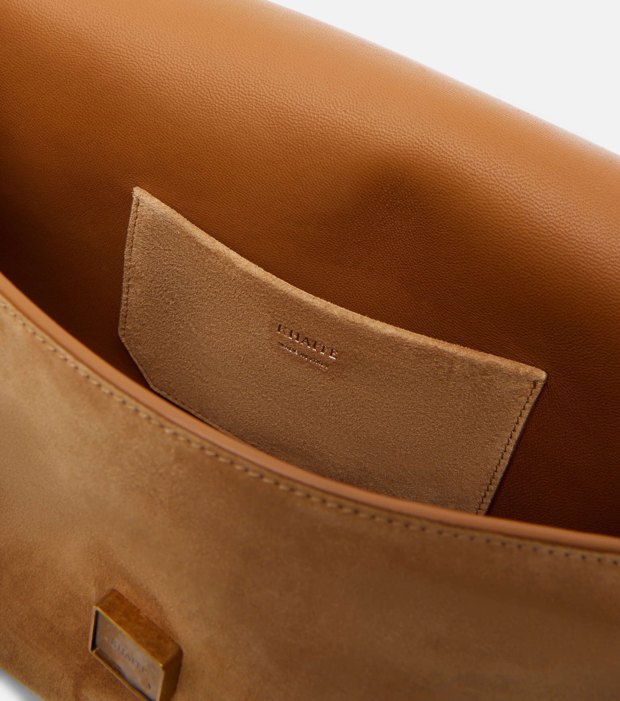 KHAITE Audrey suede clutch