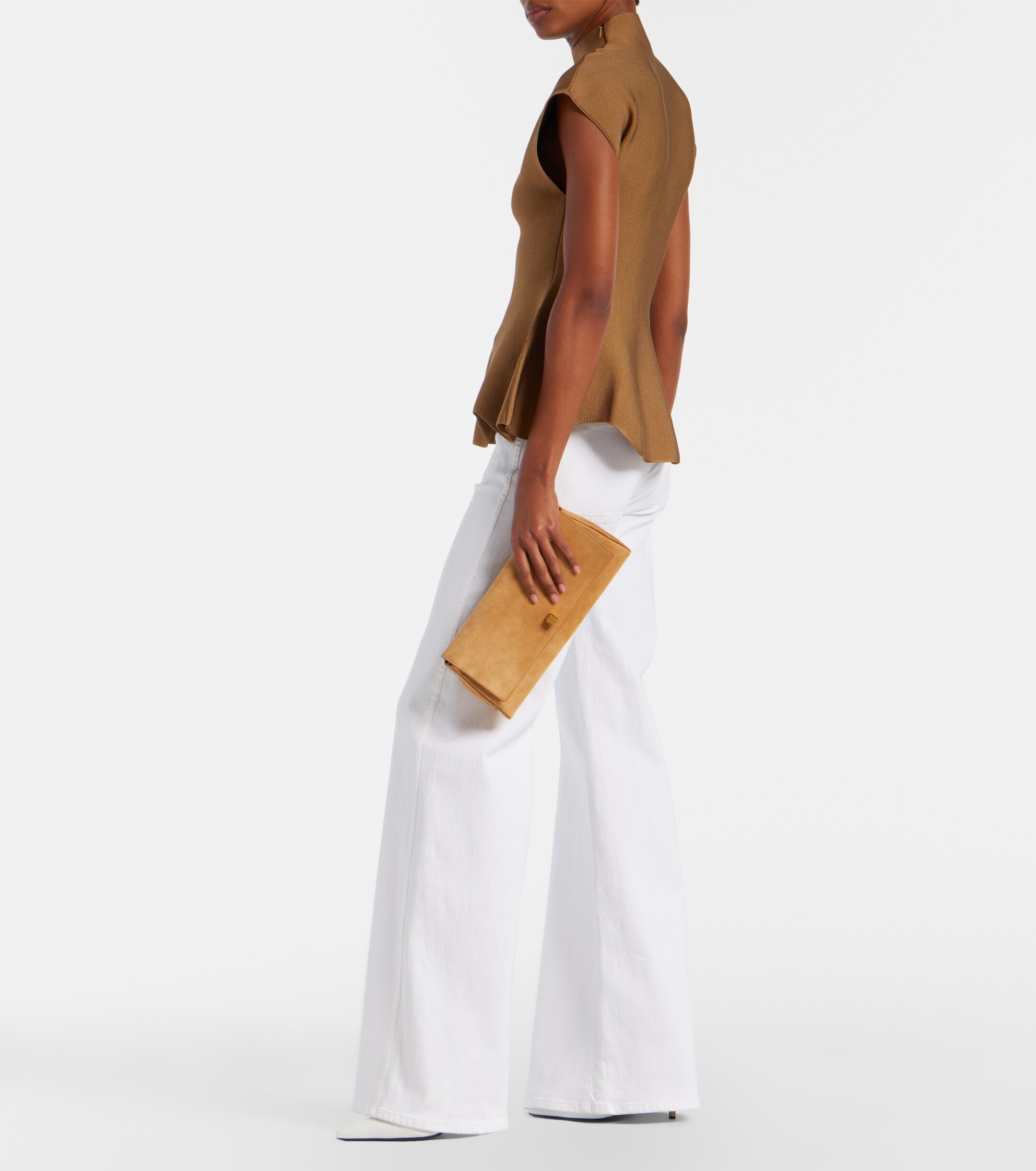 KHAITE Audrey suede clutch