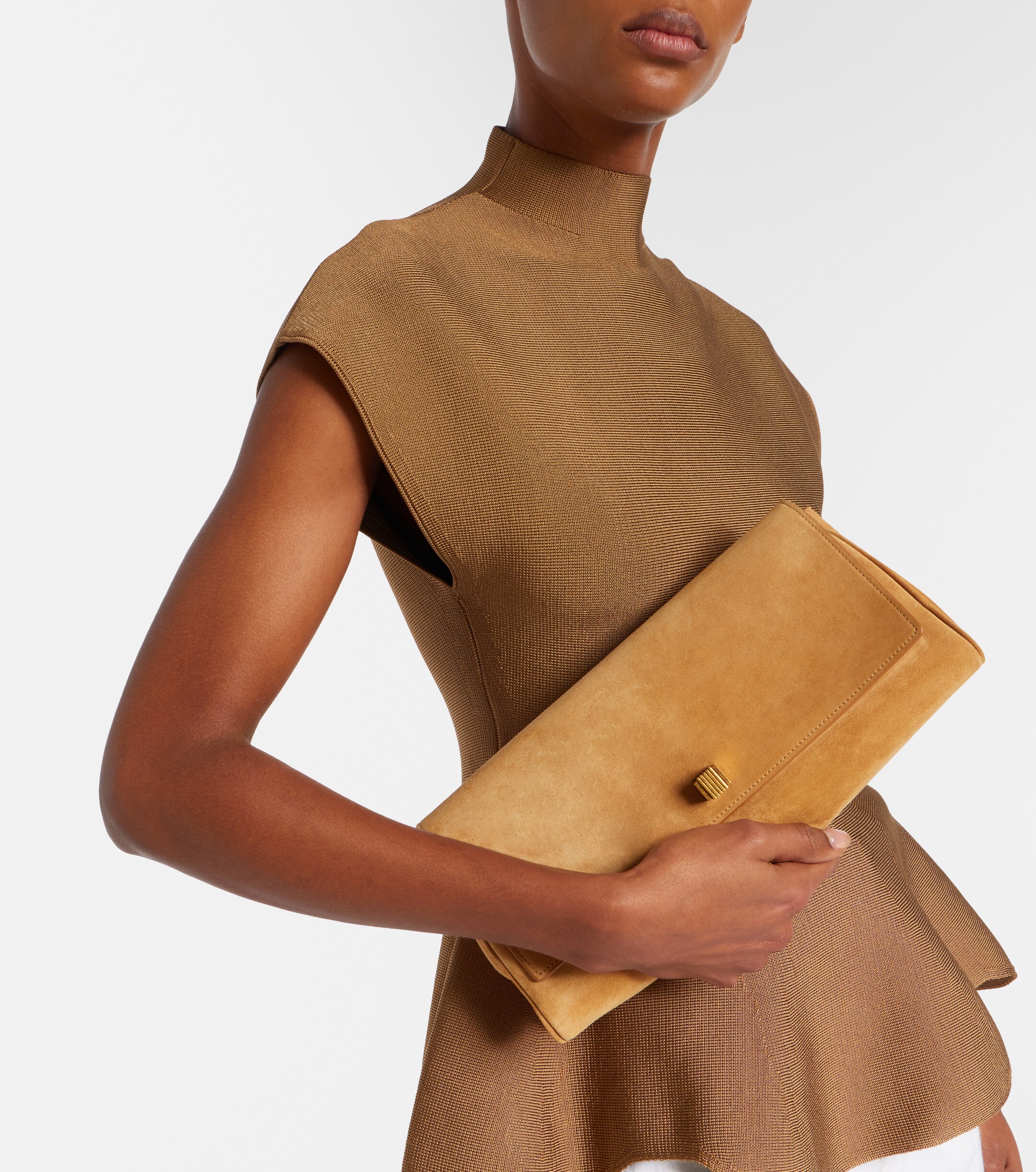 KHAITE Audrey suede clutch