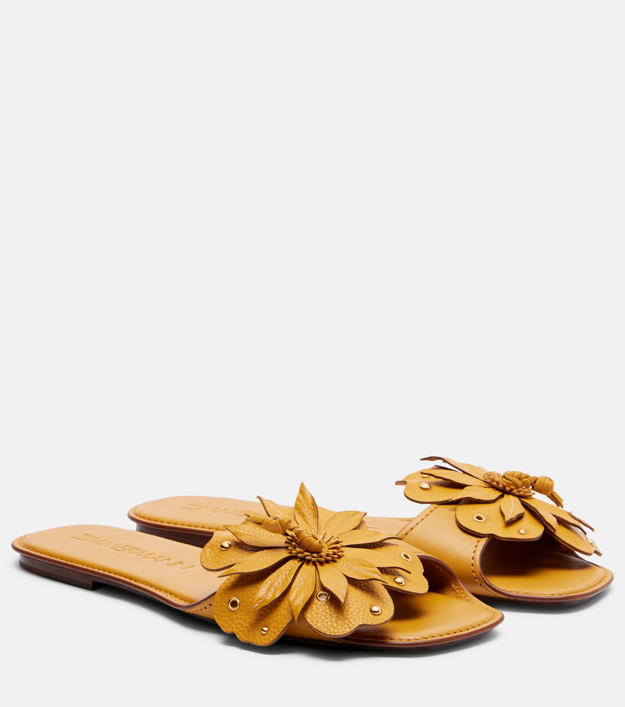 Zimmermann Brightside floral-appliqué leather sandals