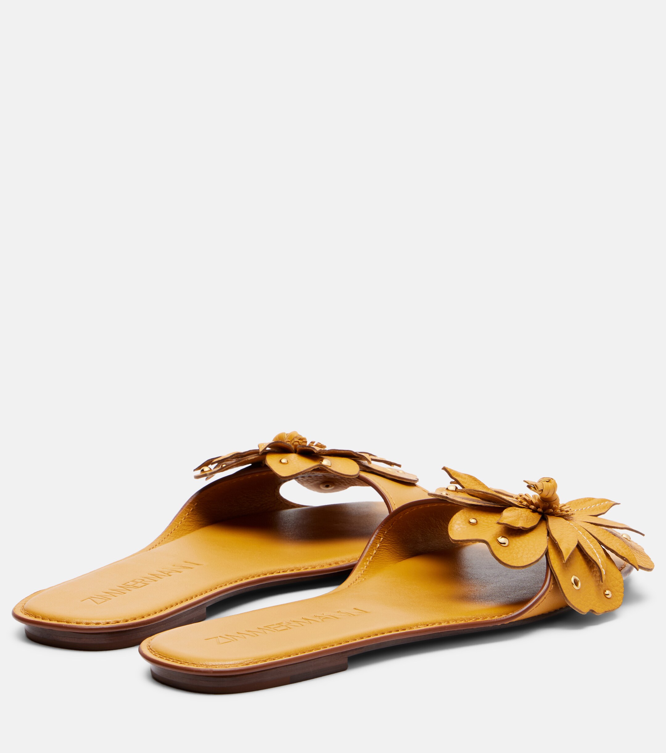Zimmermann Brightside floral-appliqué leather sandals