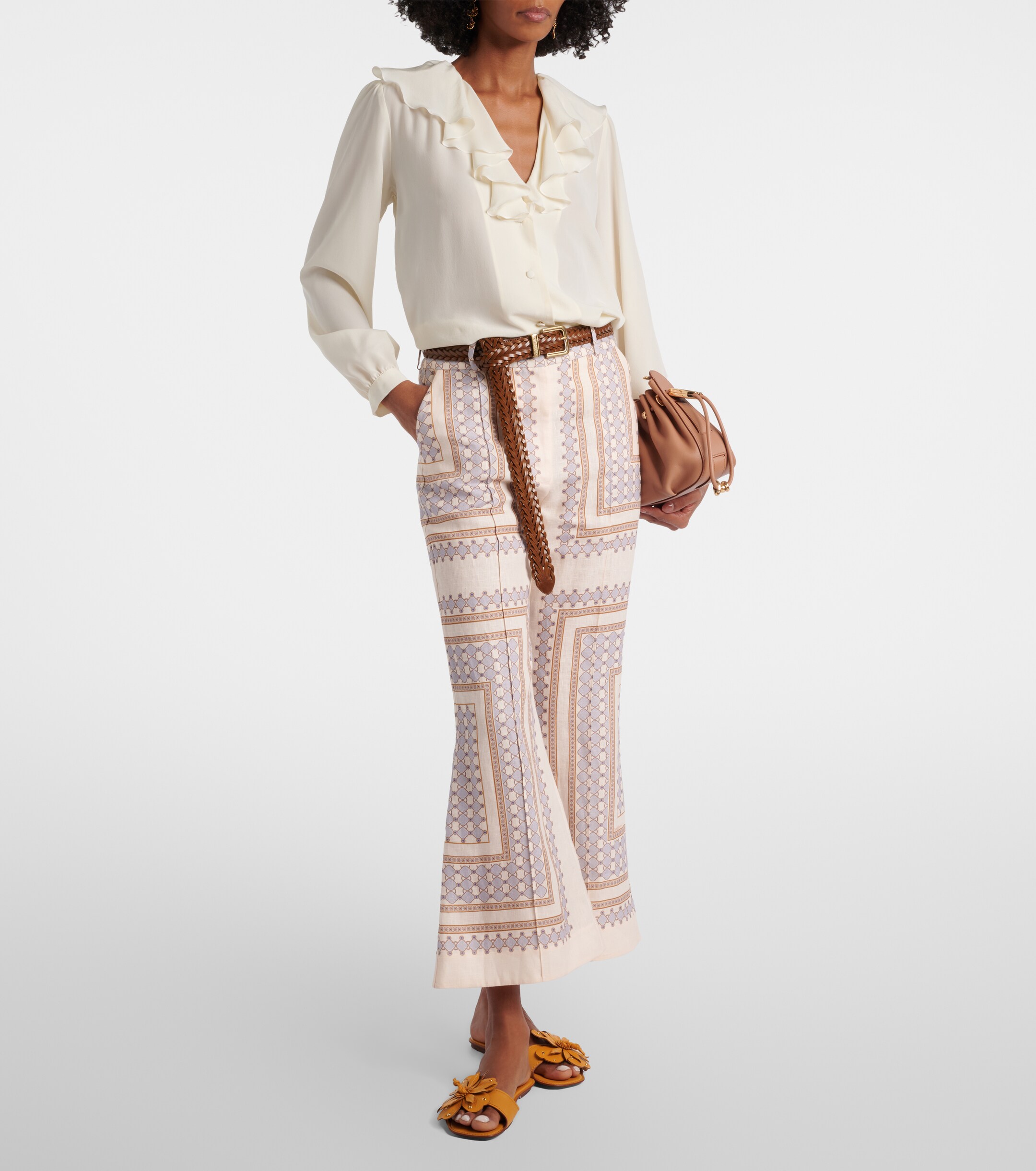 Zimmermann Brightside floral-appliqué leather sandals