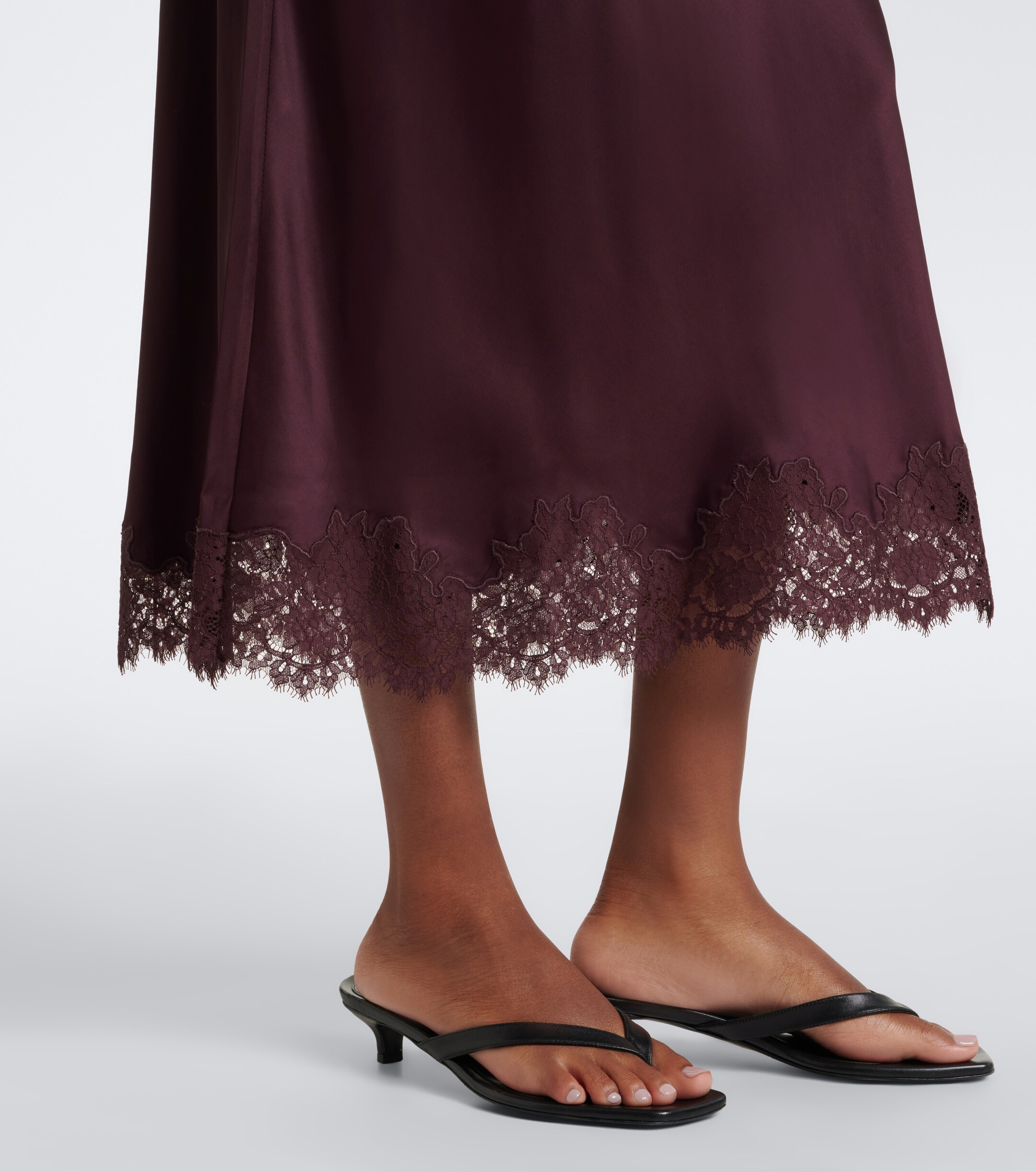 RIXO Rixo Matilde lace-trimmed satin midi skirt