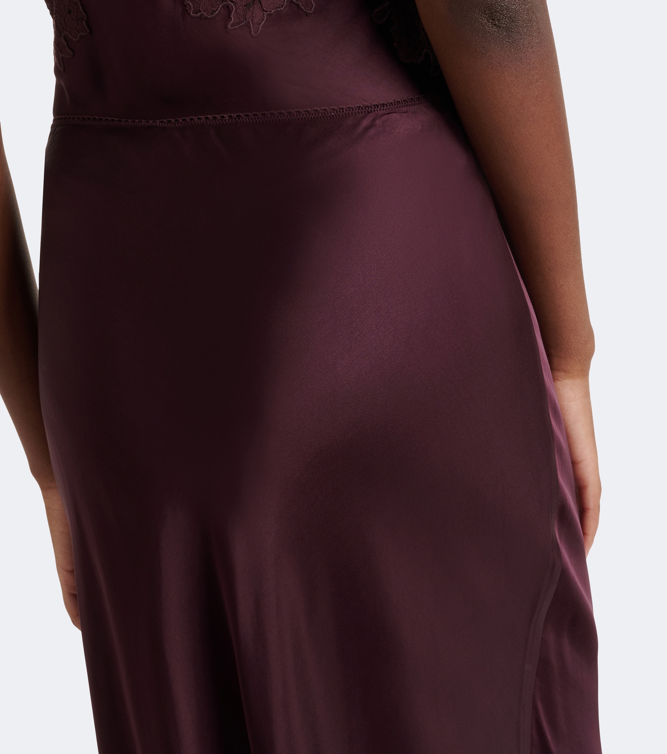 RIXO Rixo Matilde lace-trimmed satin midi skirt