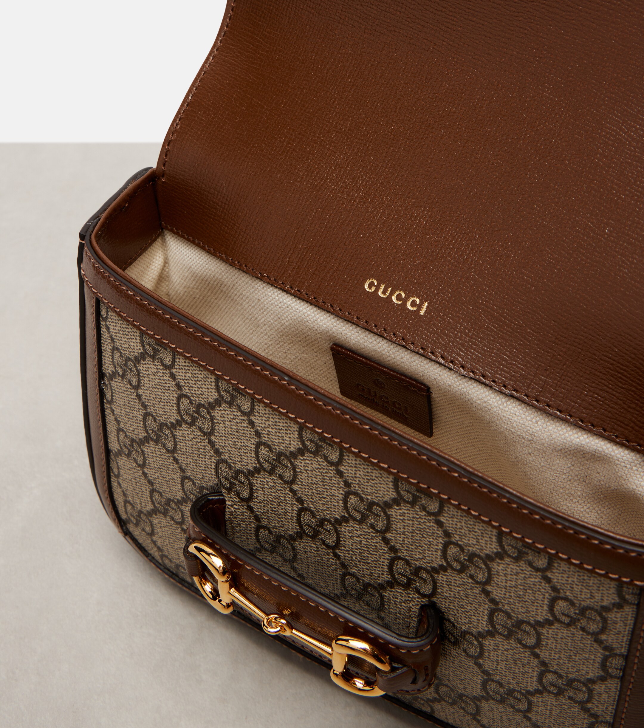 Gucci Gucci Horsebit 1955 Mini leather-trimmed shoulder bag