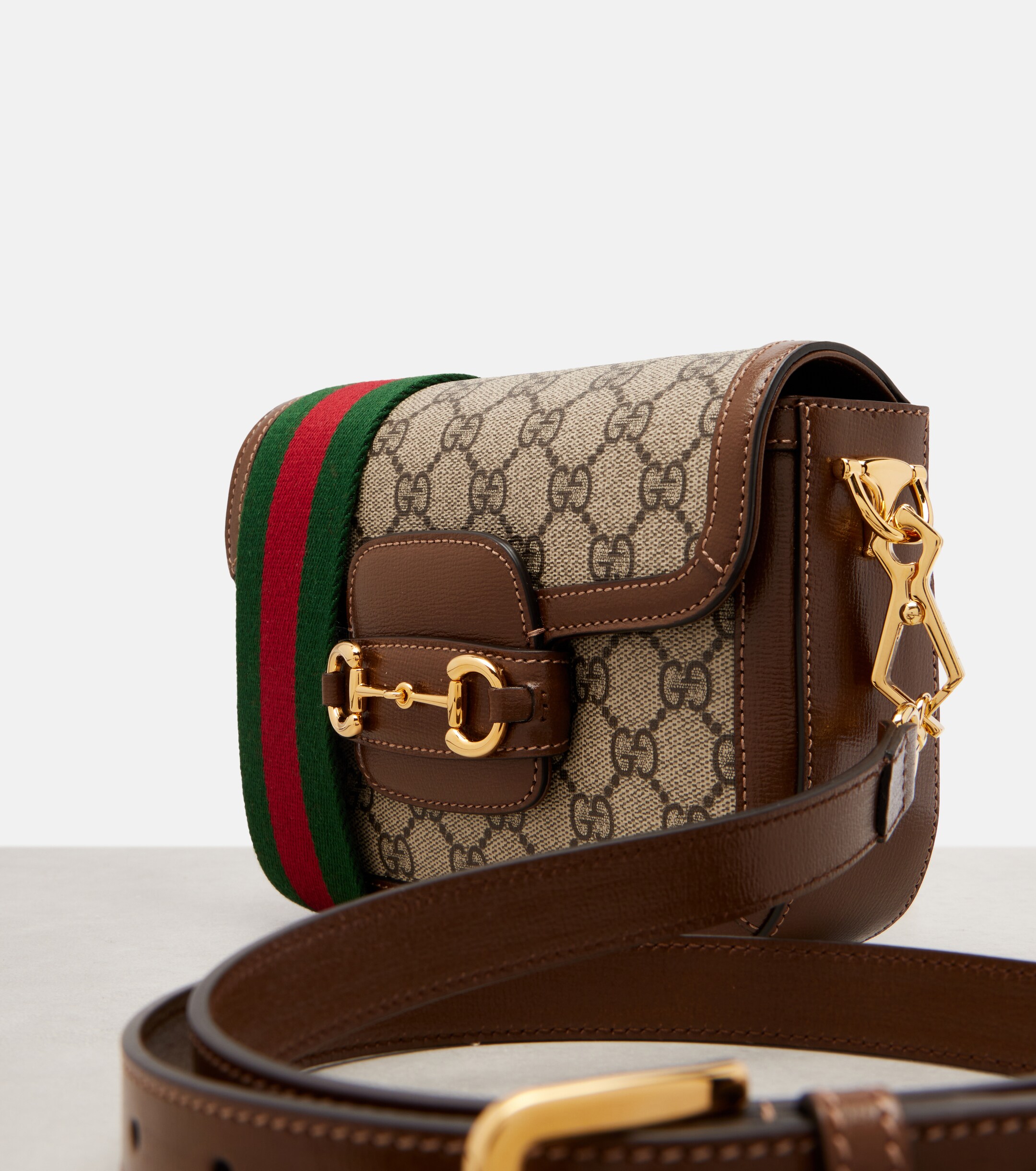 Gucci Gucci Horsebit 1955 Mini leather-trimmed shoulder bag