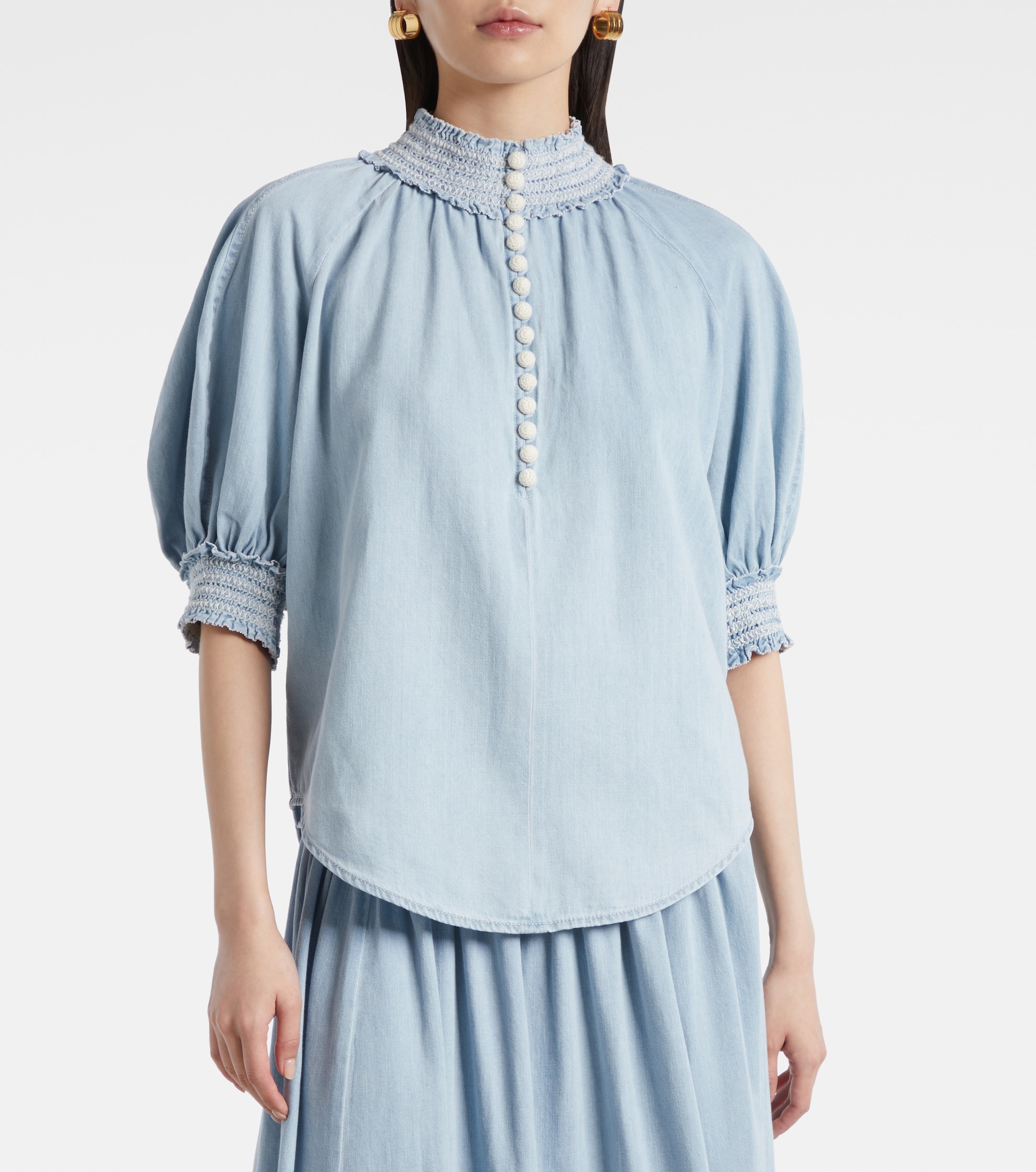 Zimmermann - Ascension balloon-sleeve denim blouse | Plush