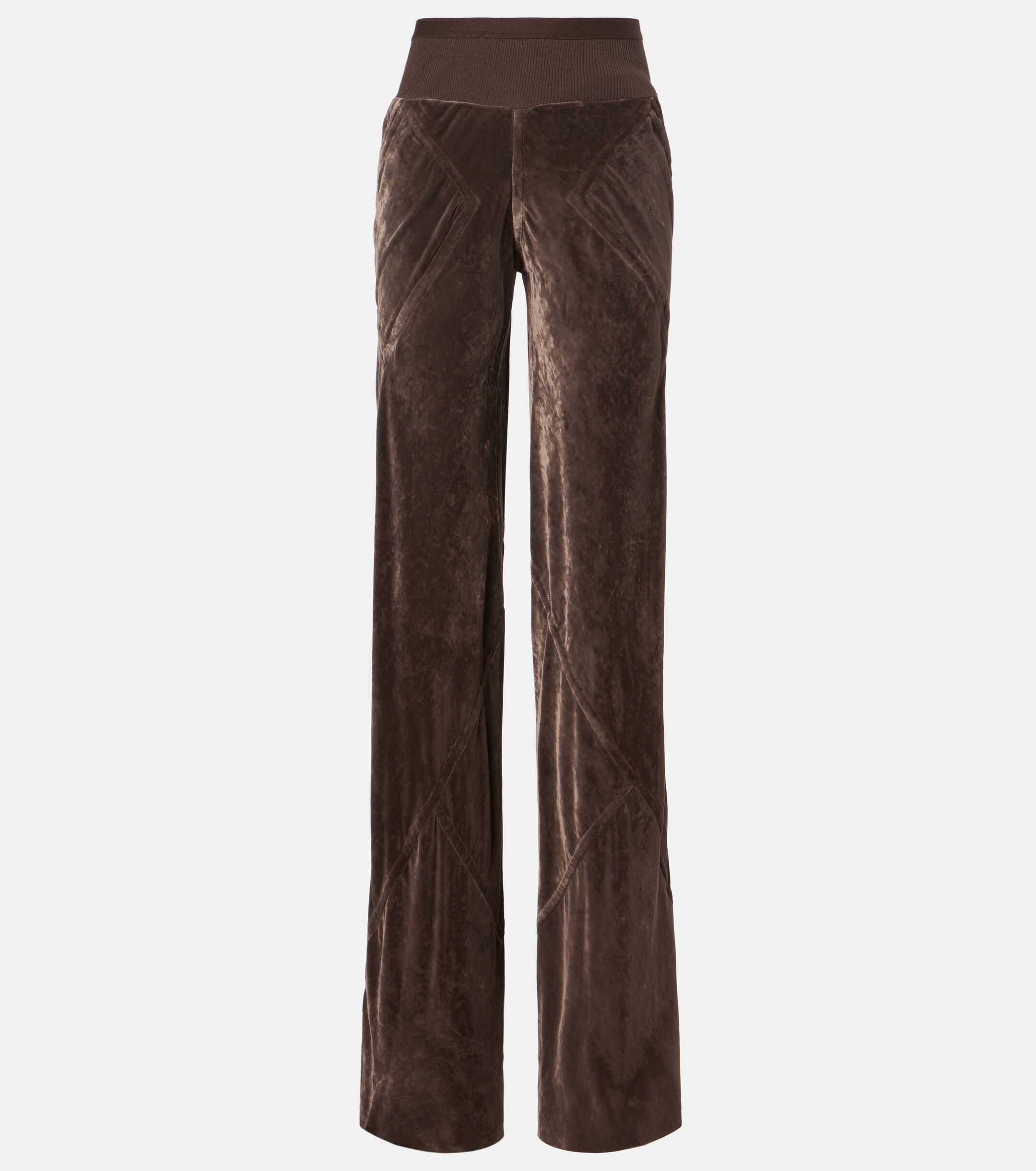 Rick Owens High-rise velour straight pants