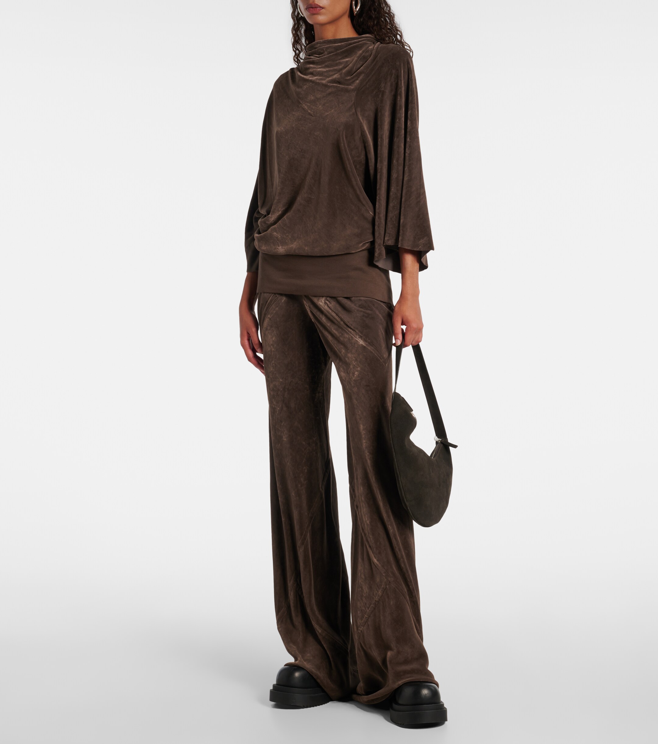 Rick Owens High-rise velour straight pants
