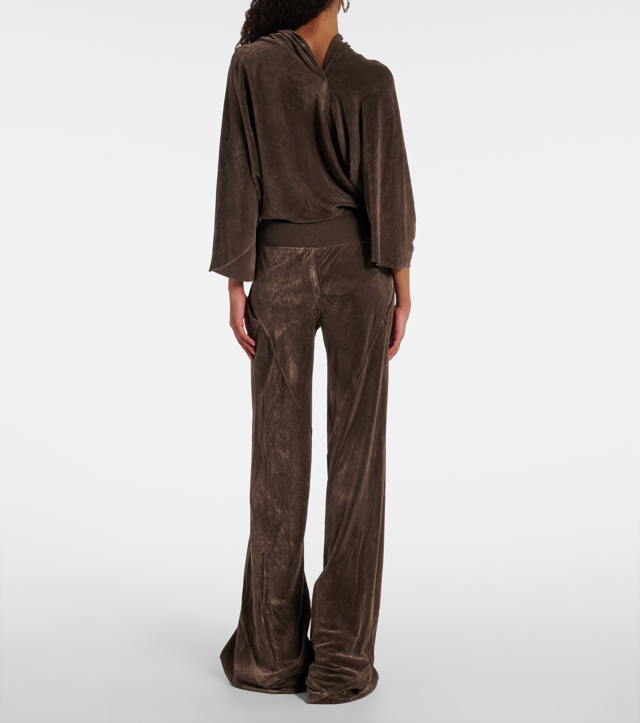 Rick Owens High-rise velour straight pants