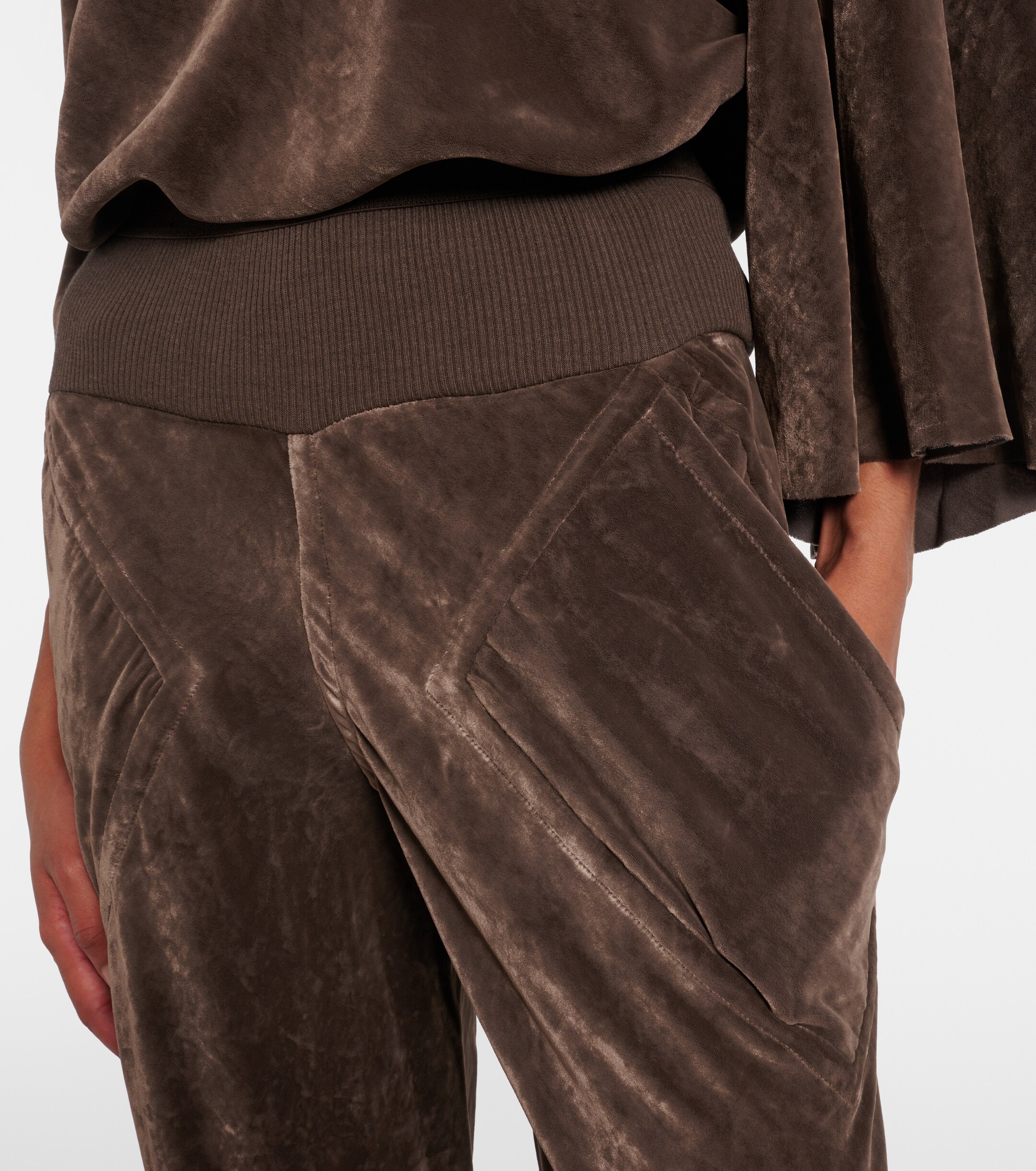 Rick Owens High-rise velour straight pants