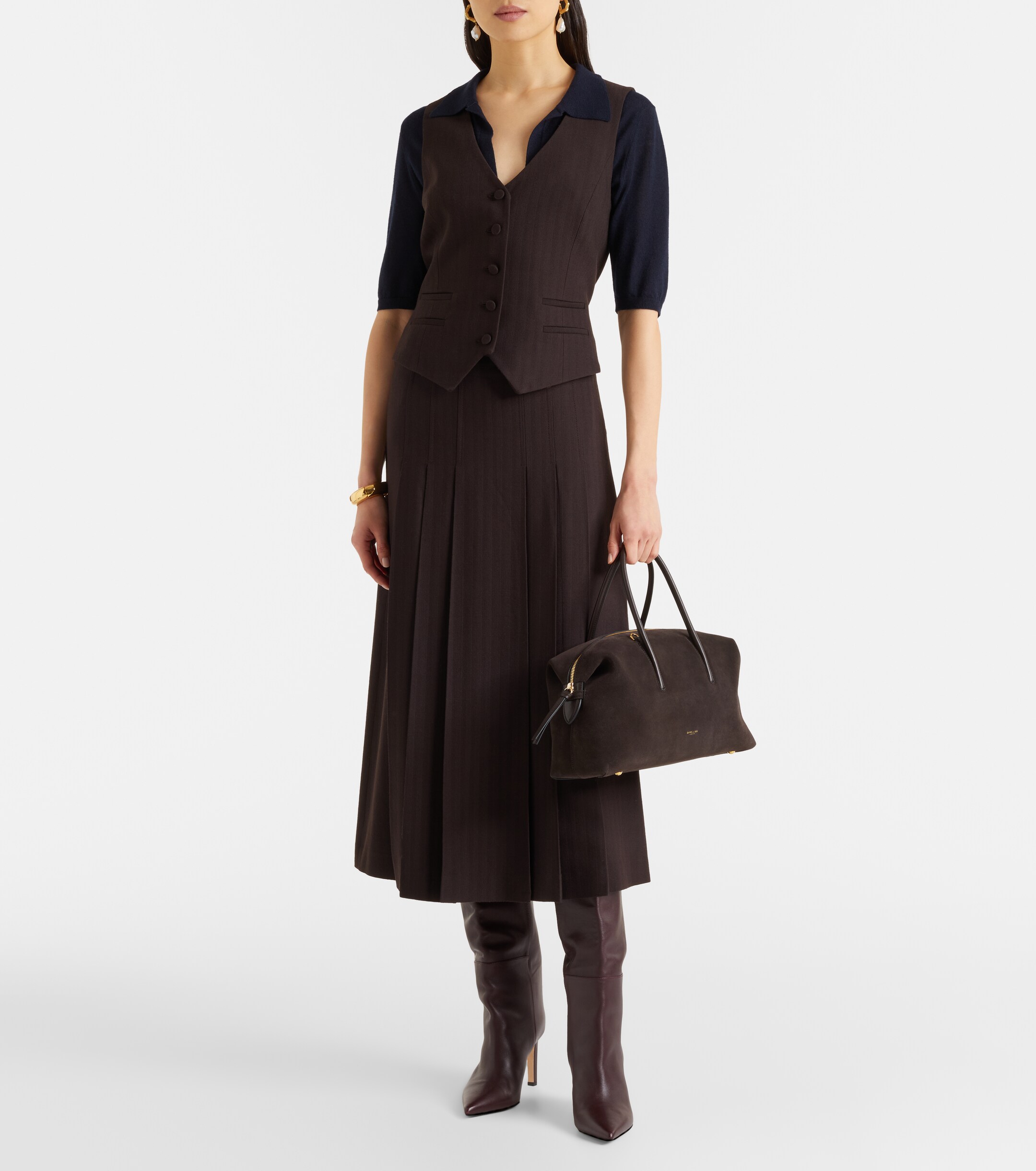 DeMellier Stockholm Midi suede top-handle bag thumbnail