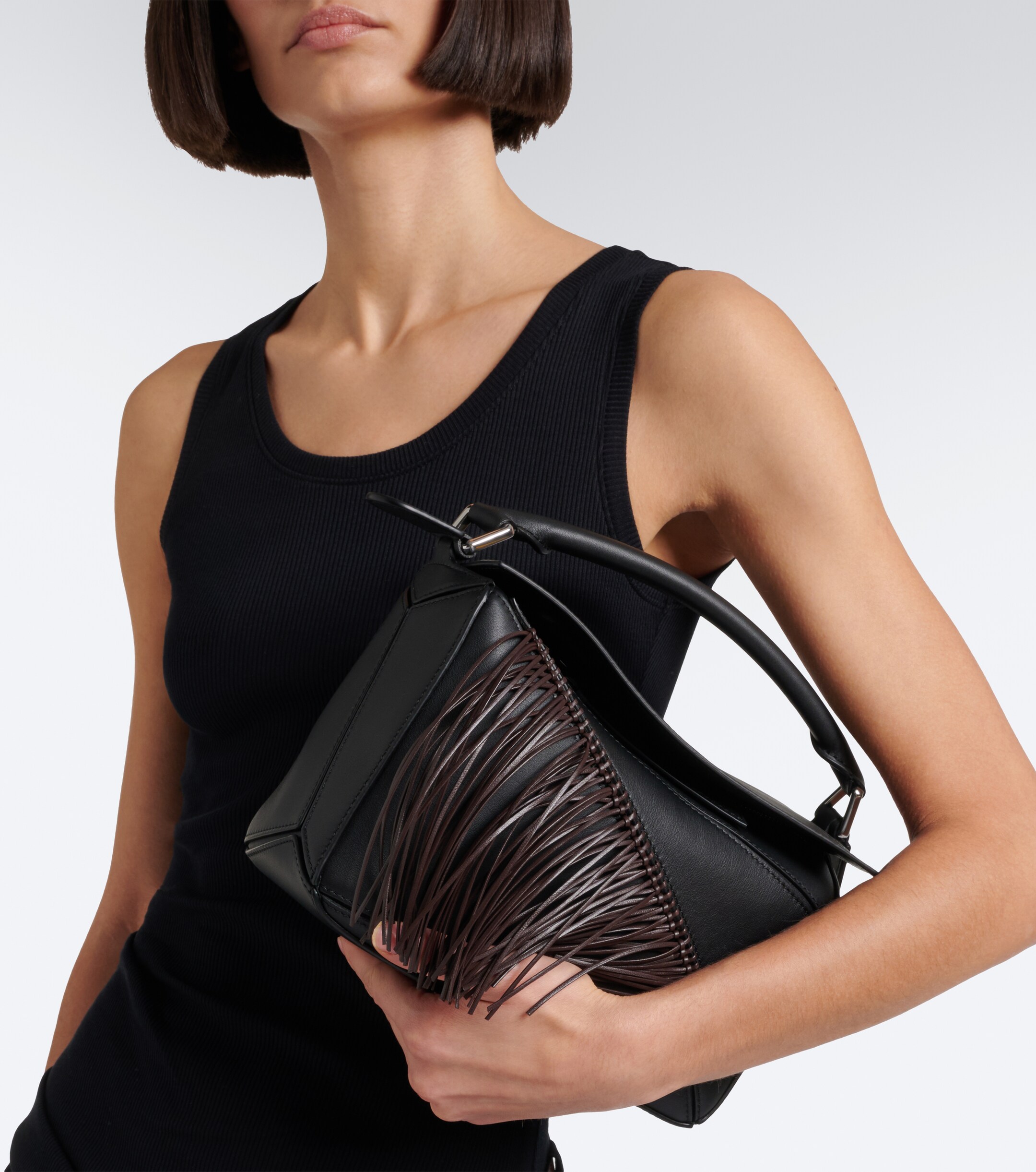 Loewe Puzzle Small fringed leather top-handle bag