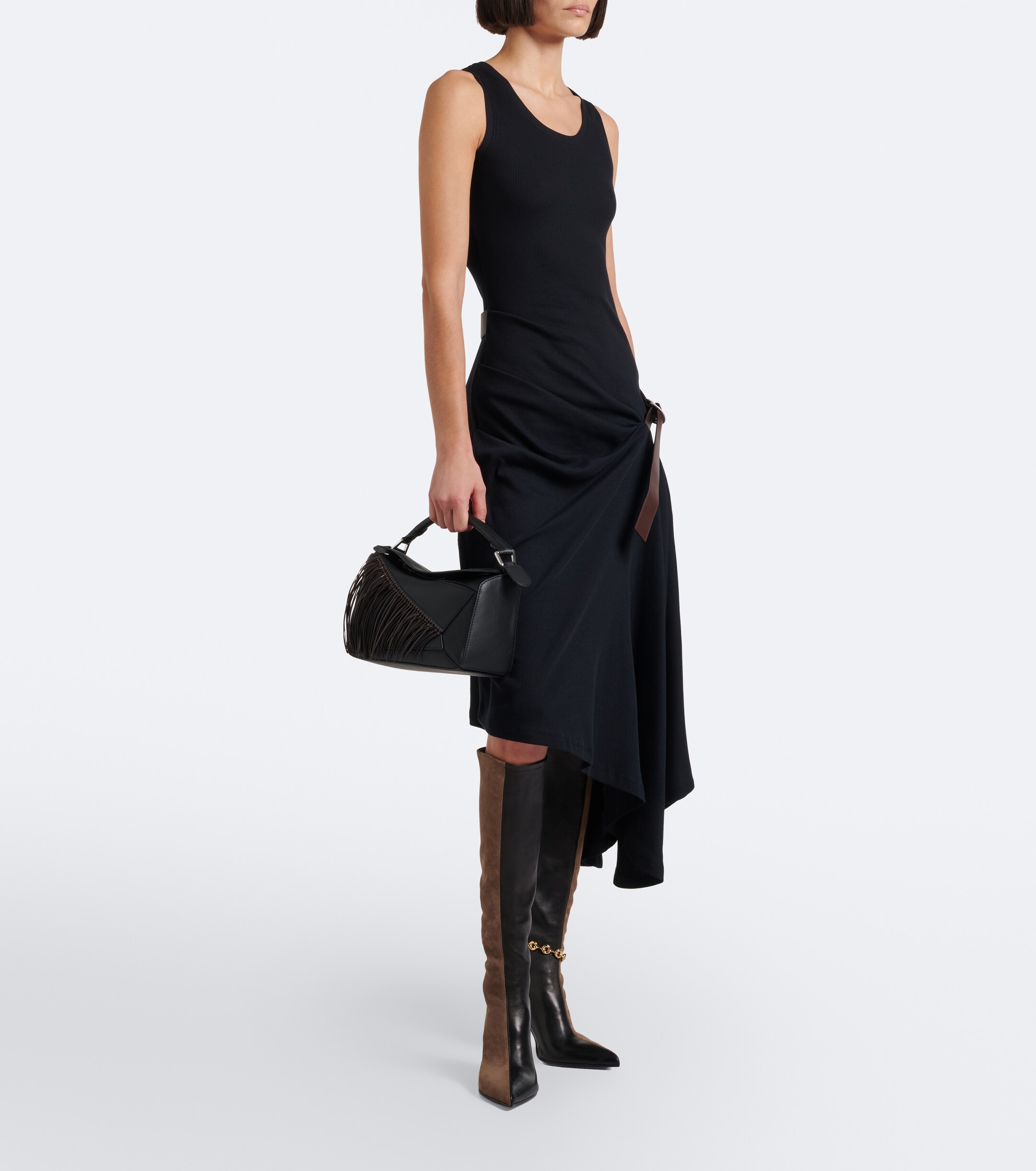 Loewe Puzzle Small fringed leather top-handle bag