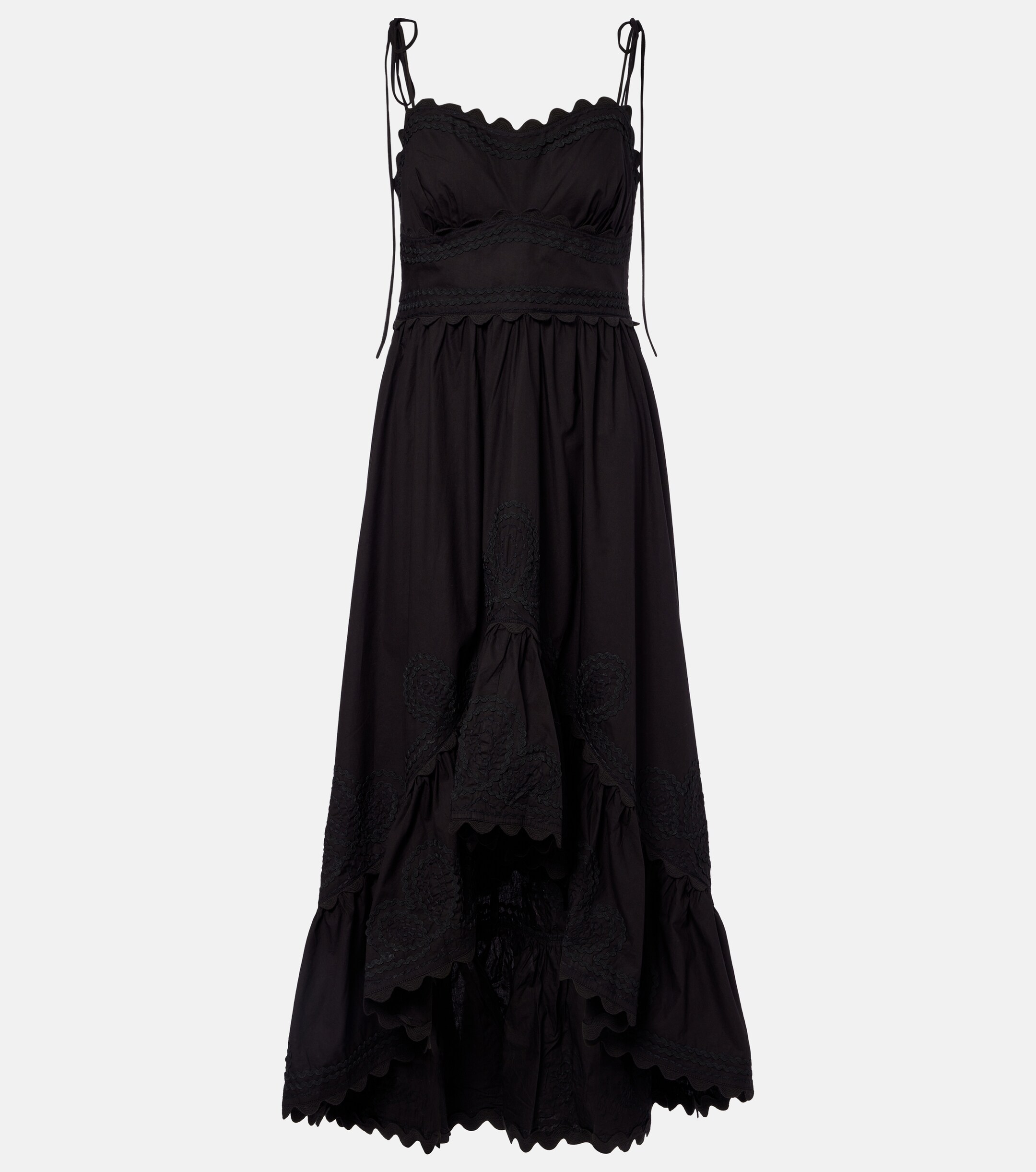Juliet Dunn Asymmetric embroidered cotton midi dress