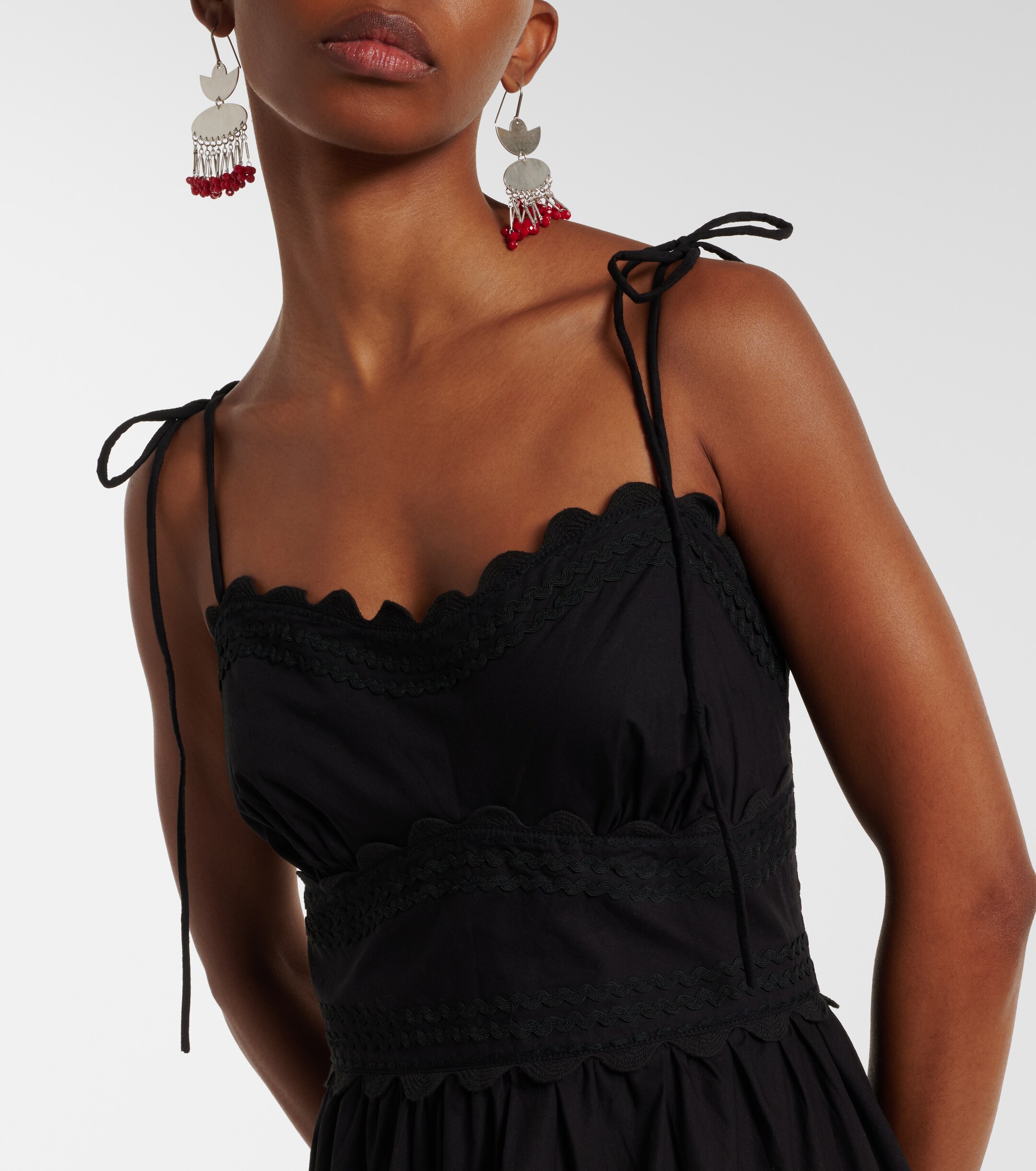 Juliet Dunn Asymmetric embroidered cotton midi dress