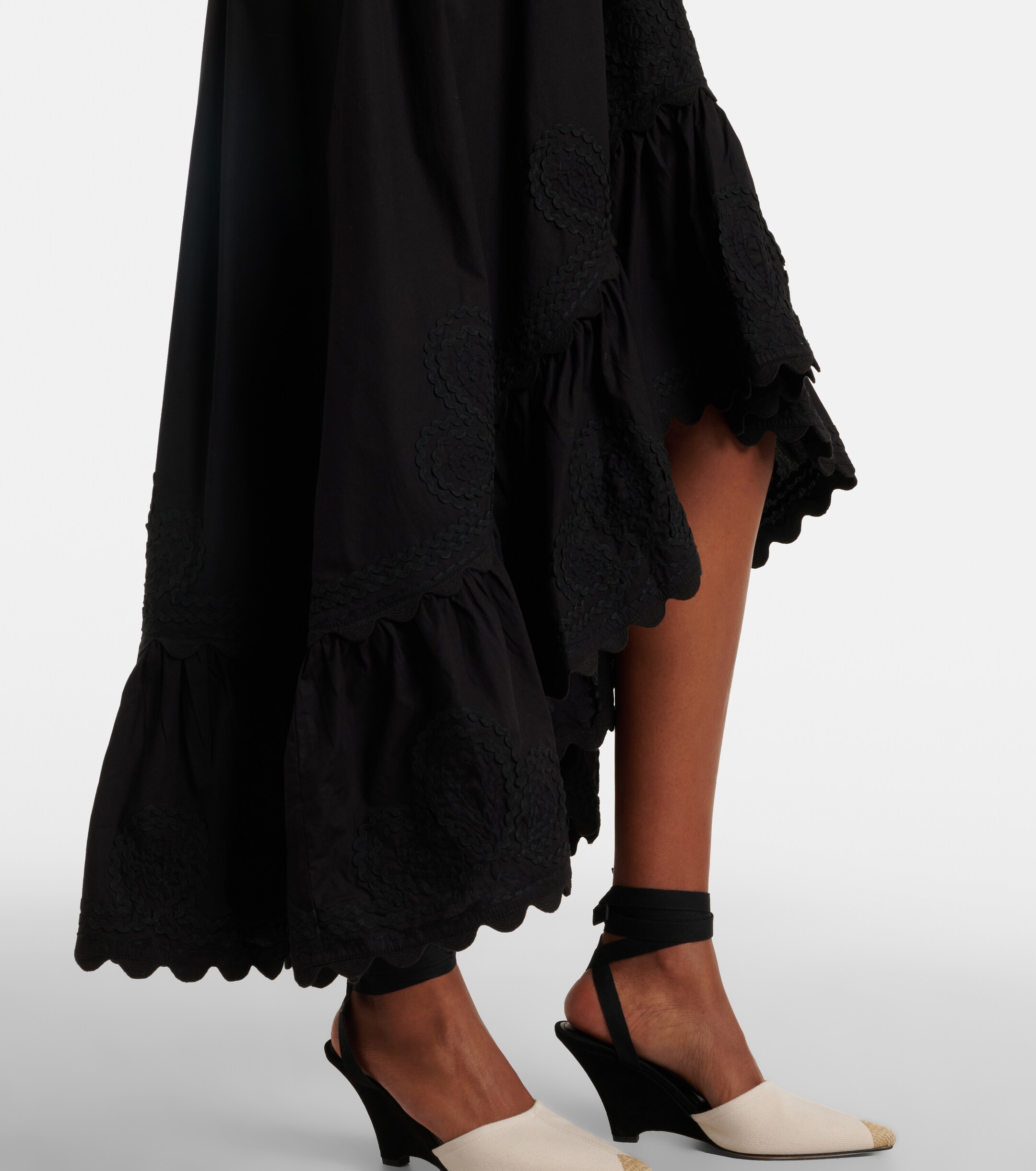 Juliet Dunn Asymmetric embroidered cotton midi dress