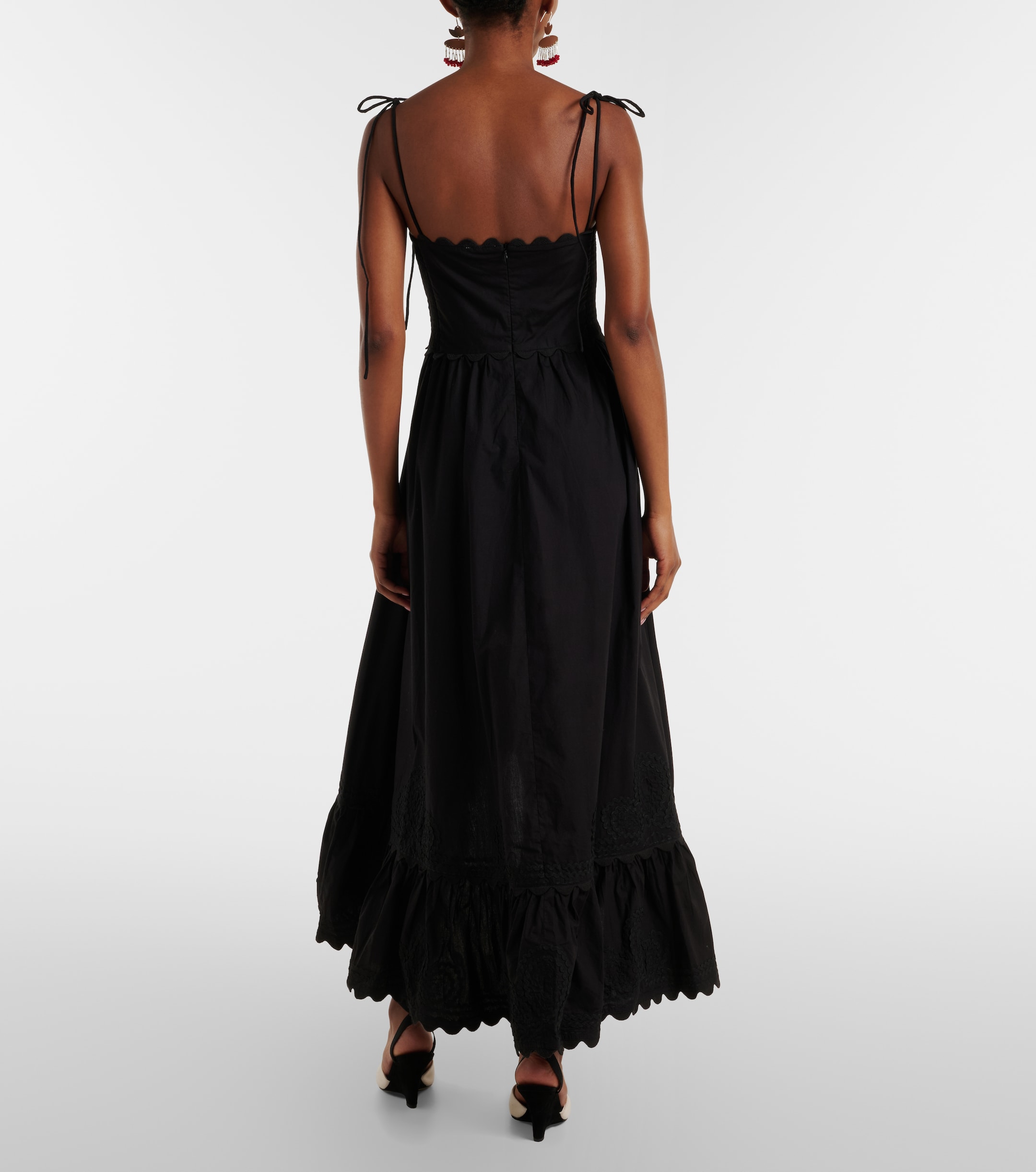 Juliet Dunn Asymmetric embroidered cotton midi dress