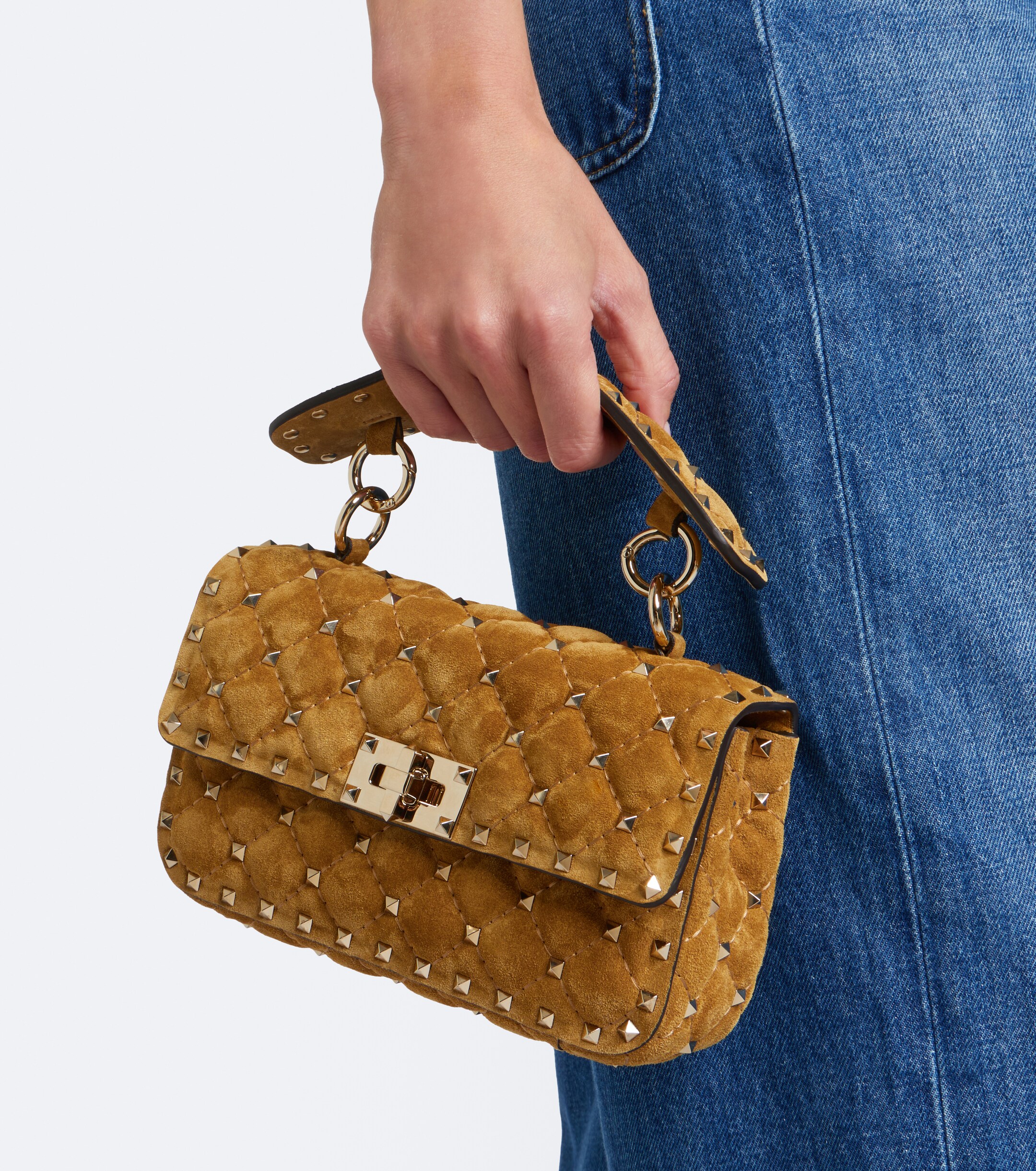 Valentino Garavani Rockstud Spike Small suede top-handle bag thumbnail