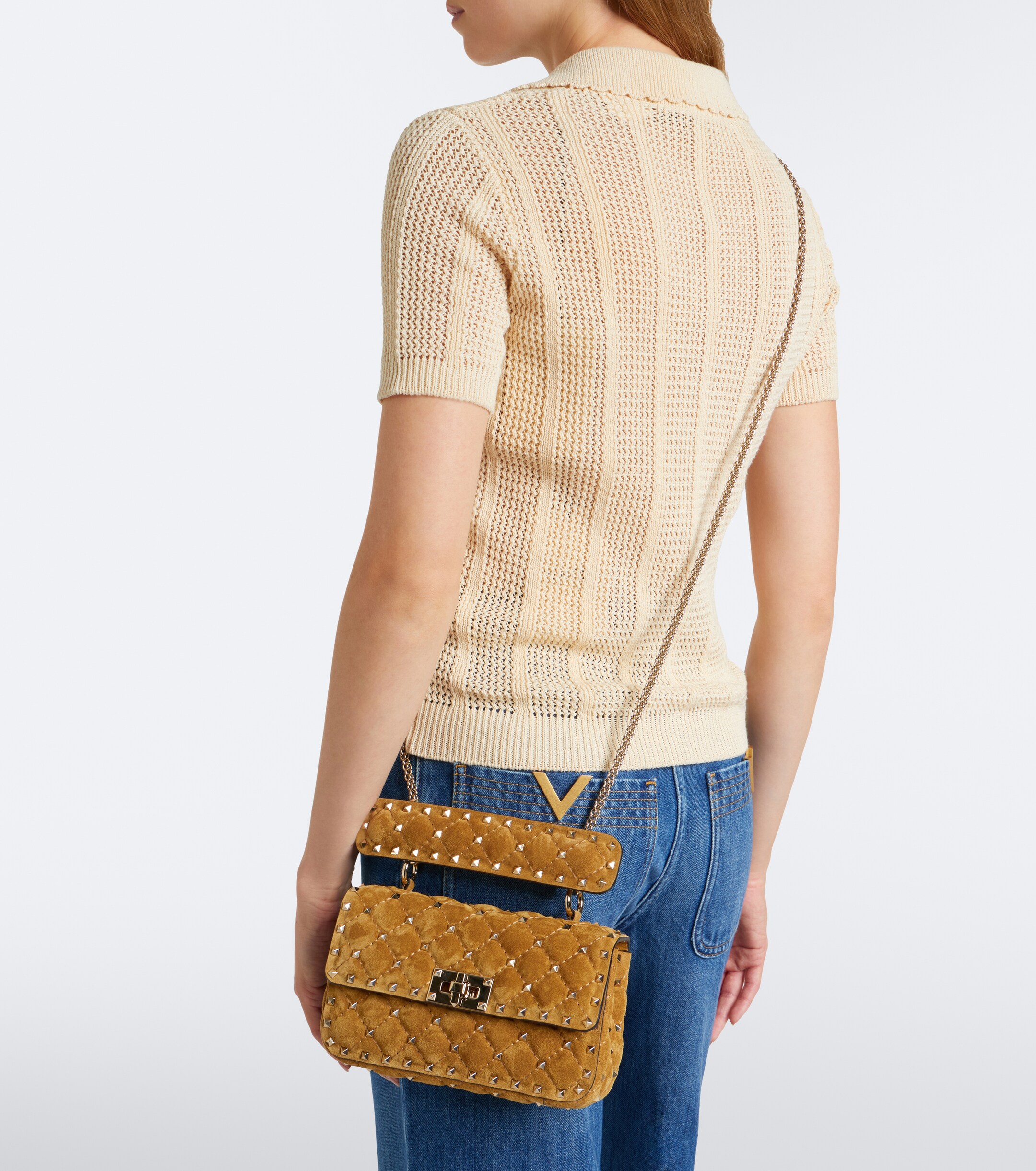 Valentino Garavani Rockstud Spike Small suede top-handle bag thumbnail