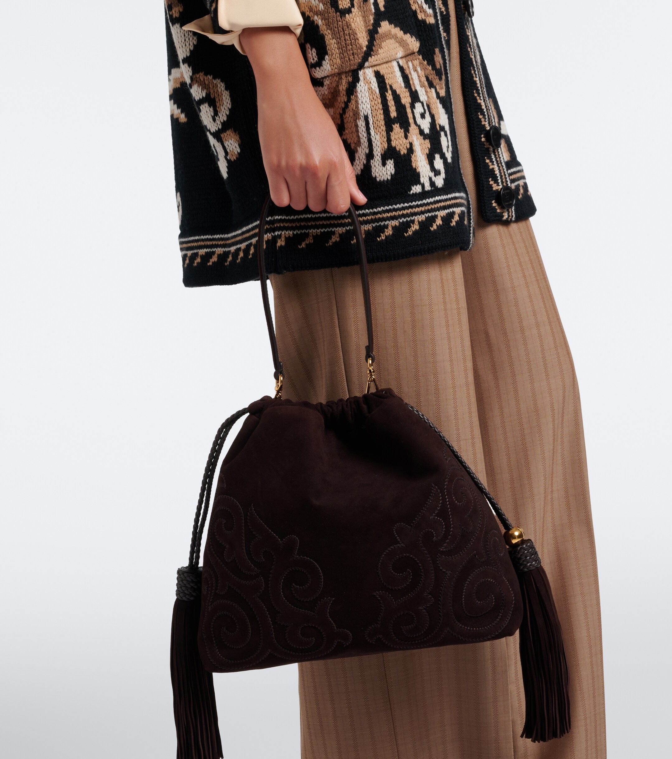 Etro Kalispera Medium suede shoulder bag
