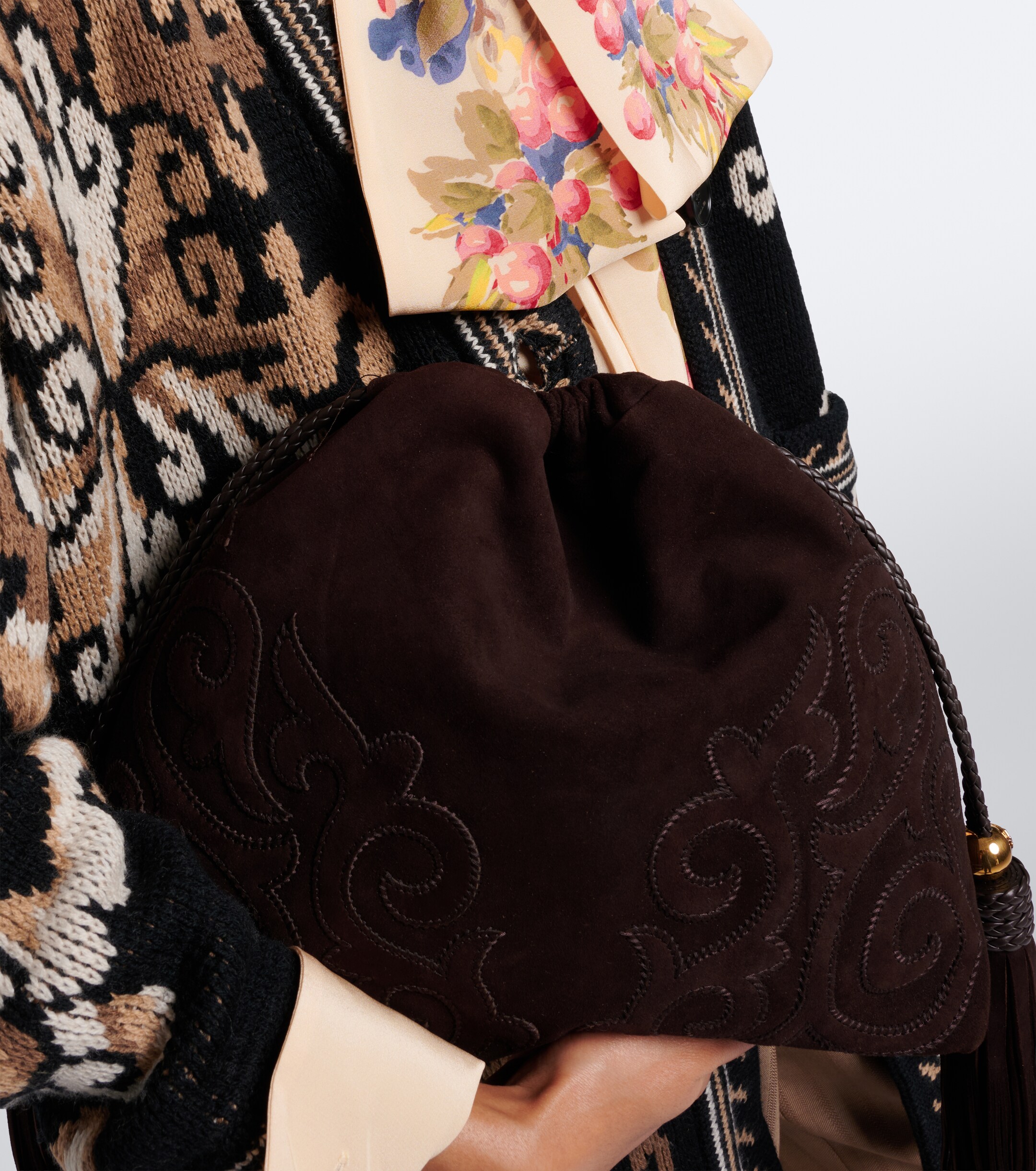 Etro Kalispera Medium suede shoulder bag